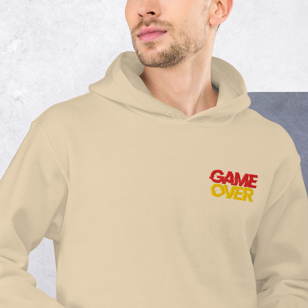 Felpa Ricamata Unisex con Cappuccio – Morbida – Design Game Over-Biiply