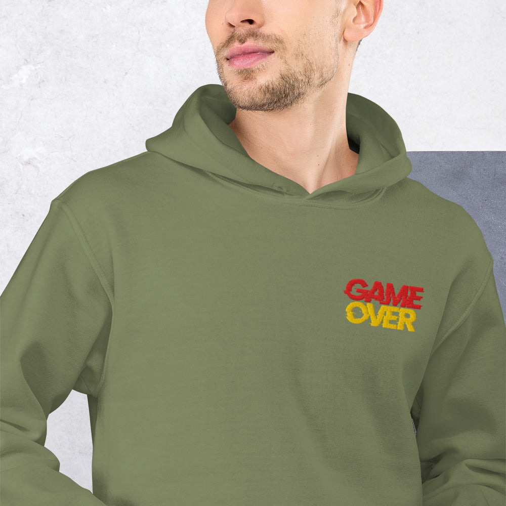 Felpa Ricamata Unisex con Cappuccio – Morbida – Design Game Over-Biiply