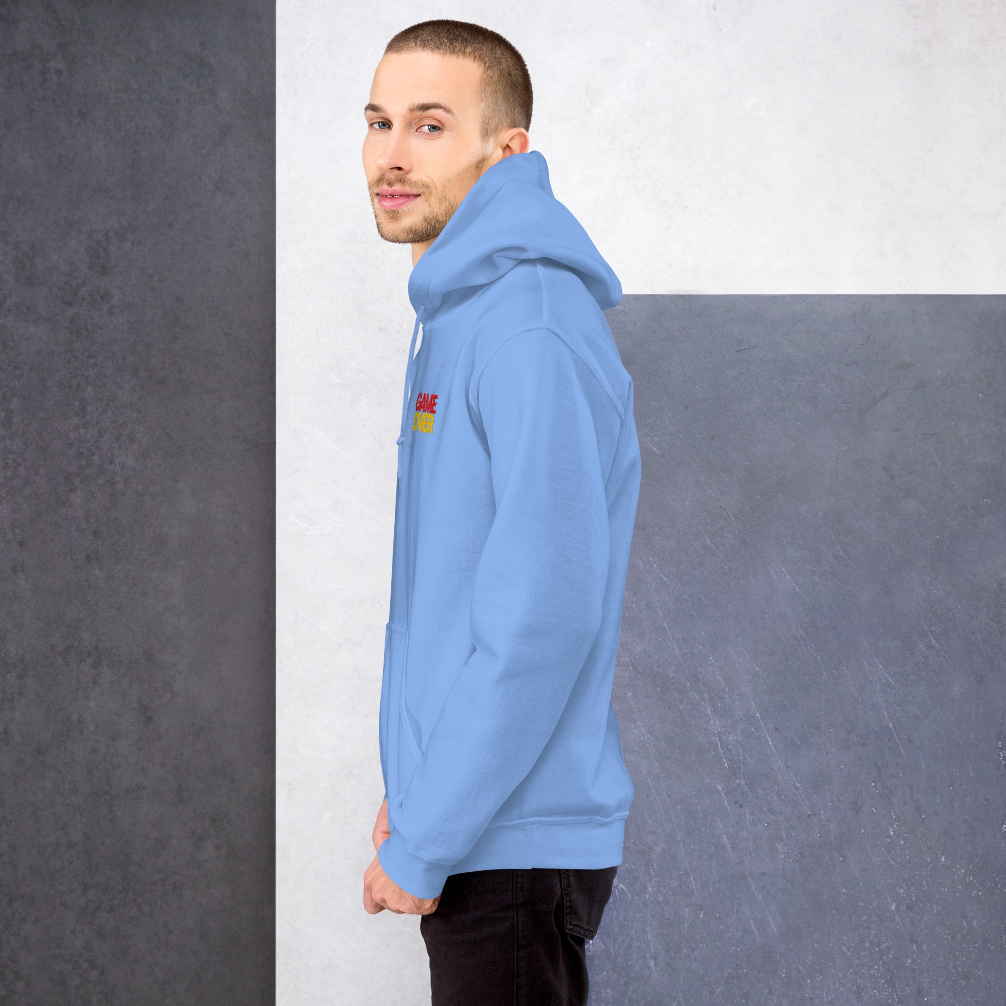 Felpa Ricamata Unisex con Cappuccio – Morbida – Design Game Over-Biiply