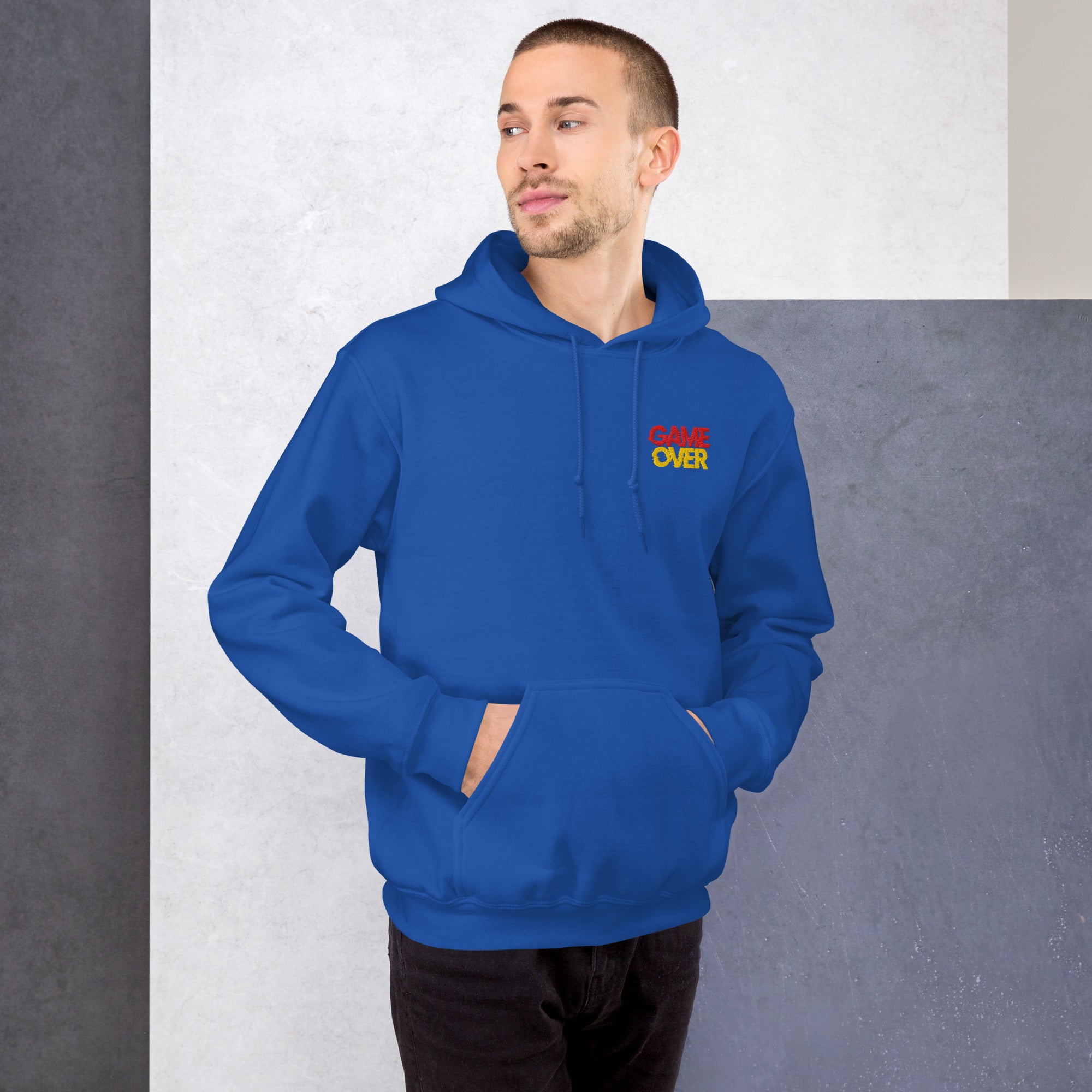 Felpa Ricamata Unisex con Cappuccio – Morbida – Design Game Over-Biiply