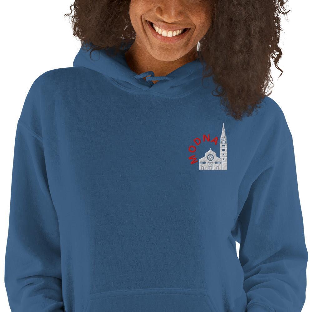 Felpa Ricamata Unisex con Cappuccio – Morbida – Design Ghirlandina con Scritta Modna-Biiply