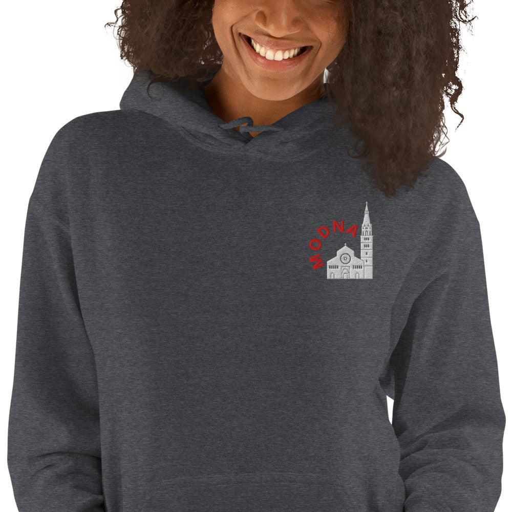 Felpa Ricamata Unisex con Cappuccio – Morbida – Design Ghirlandina con Scritta Modna-Biiply