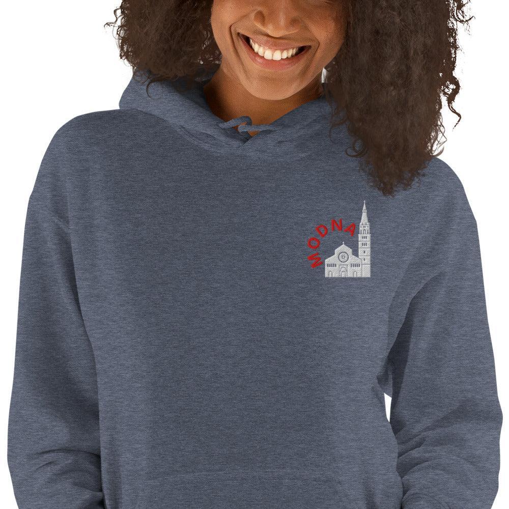 Felpa Ricamata Unisex con Cappuccio – Morbida – Design Ghirlandina con Scritta Modna-Biiply