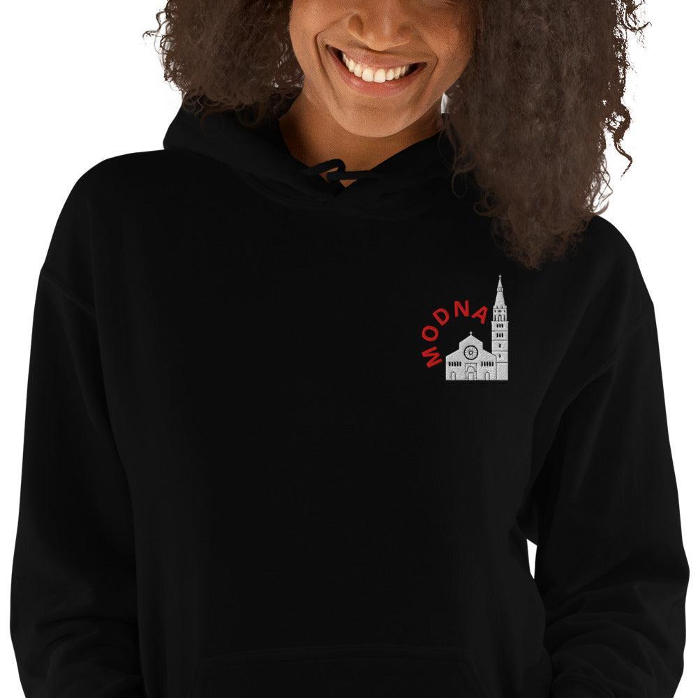 Felpa Ricamata Unisex con Cappuccio – Morbida – Design Ghirlandina con Scritta Modna-Biiply
