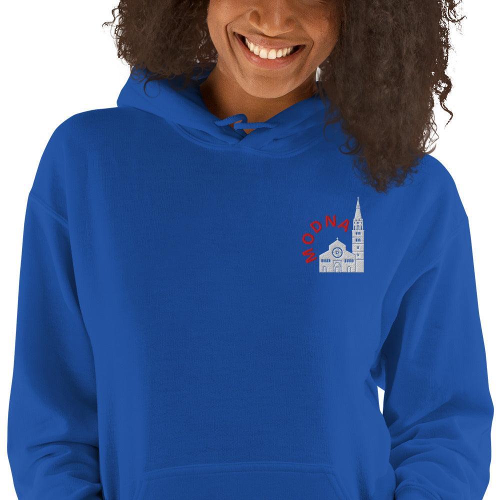Felpa Ricamata Unisex con Cappuccio – Morbida – Design Ghirlandina con Scritta Modna-Biiply