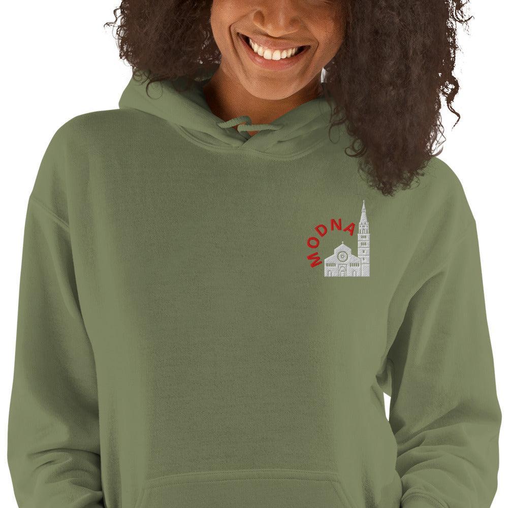 Felpa Ricamata Unisex con Cappuccio – Morbida – Design Ghirlandina con Scritta Modna-Biiply