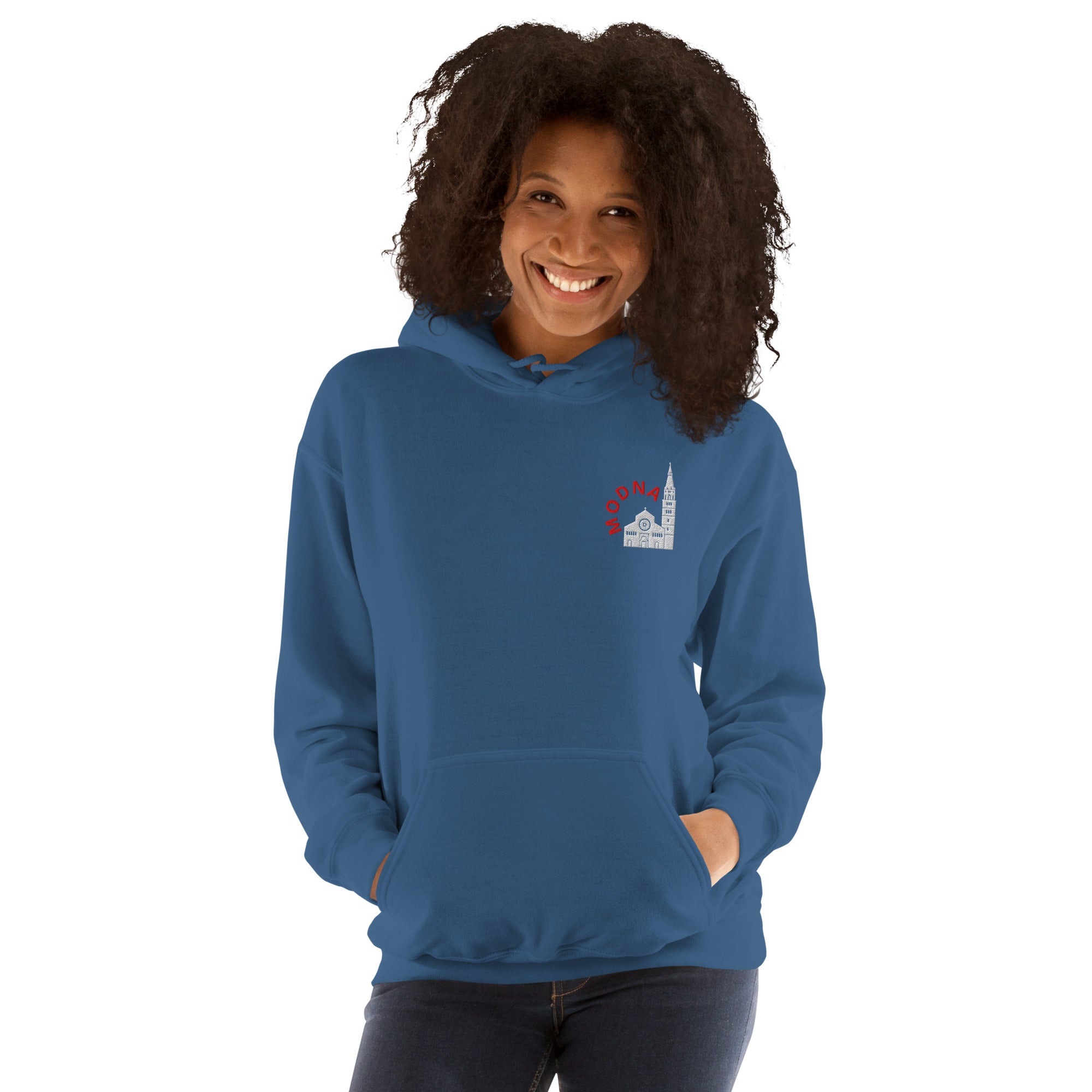 Felpa Ricamata Unisex con Cappuccio – Morbida – Design Ghirlandina con Scritta Modna-Biiply
