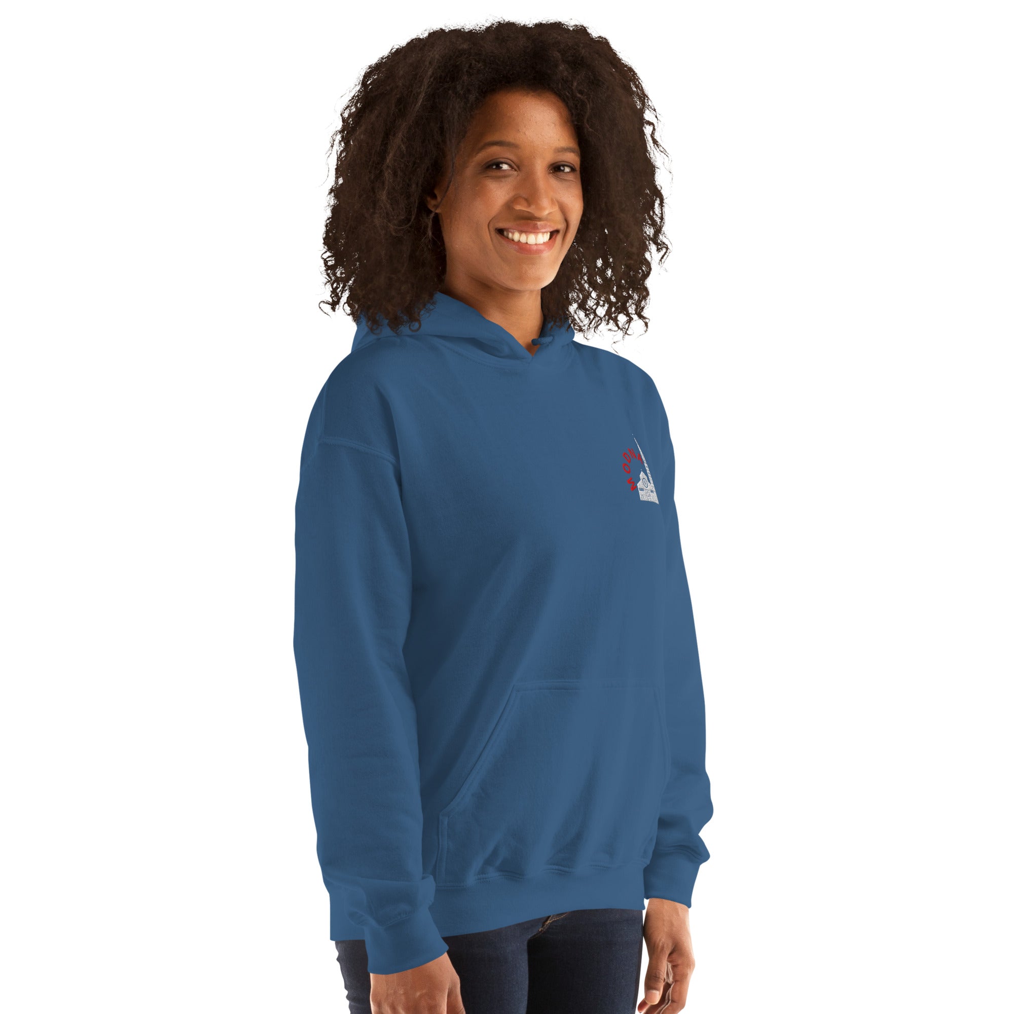 Felpa Ricamata Unisex con Cappuccio – Morbida – Design Ghirlandina con Scritta Modna-Biiply