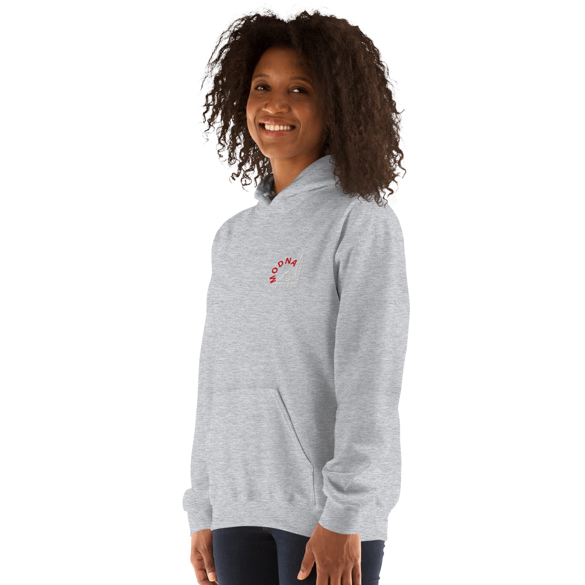 Felpa Ricamata Unisex con Cappuccio – Morbida – Design Ghirlandina con Scritta Modna-Biiply