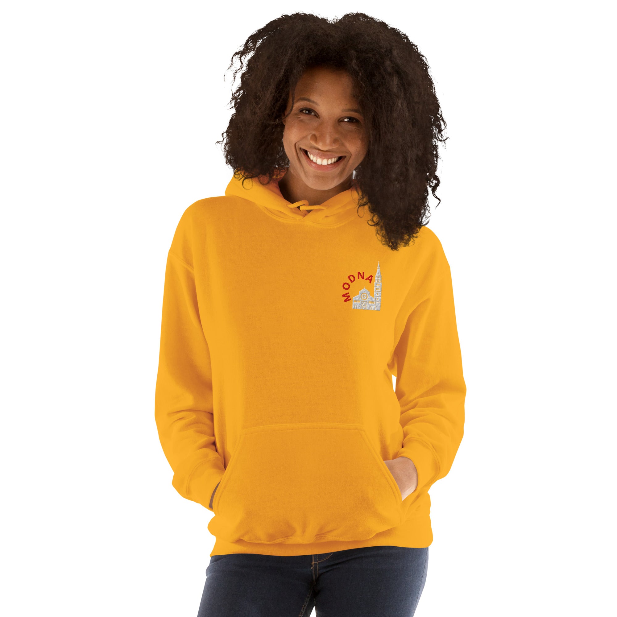 Felpa Ricamata Unisex con Cappuccio – Morbida – Design Ghirlandina con Scritta Modna-Biiply