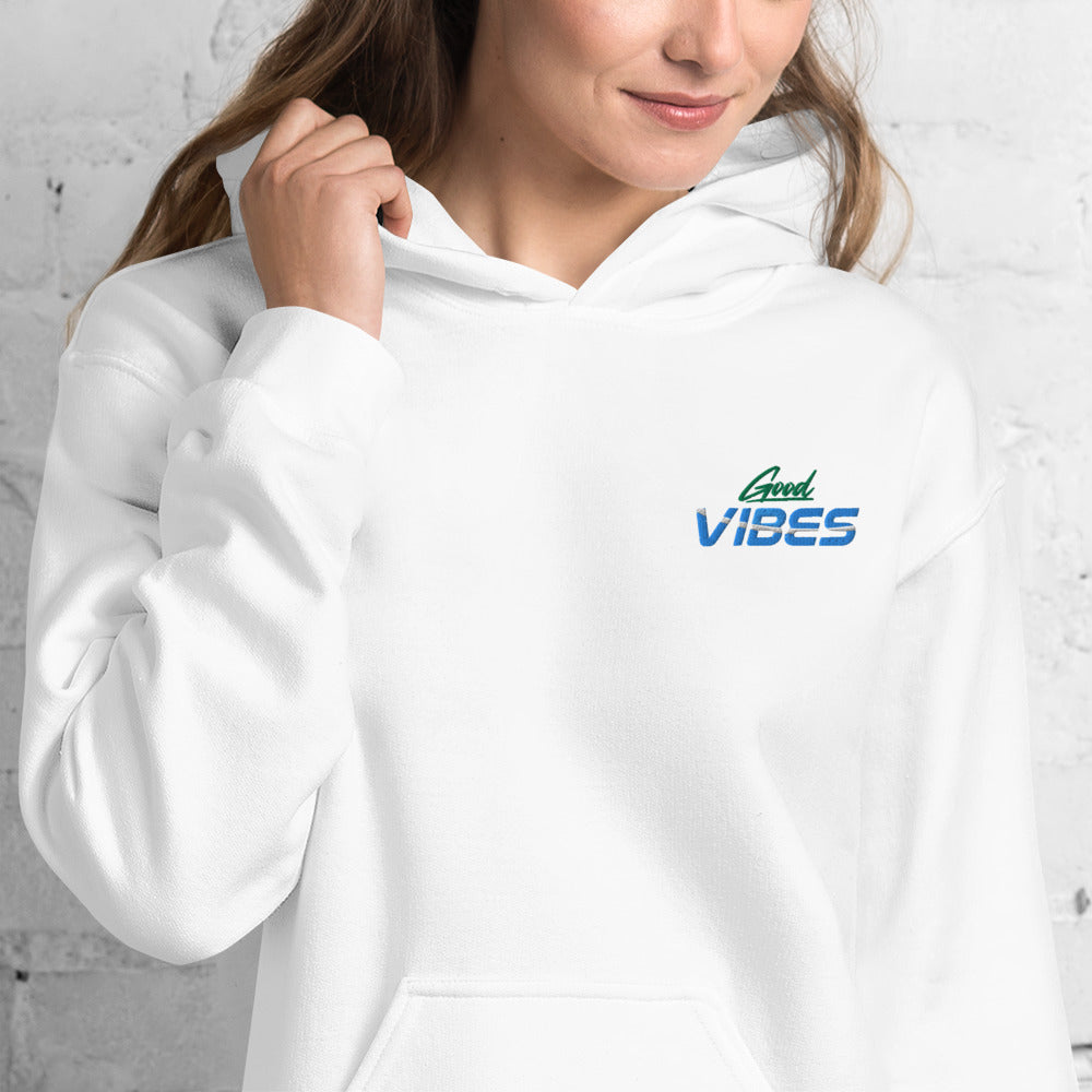Felpa Ricamata Unisex con Cappuccio – Morbida – Design Good Vibes-Biiply