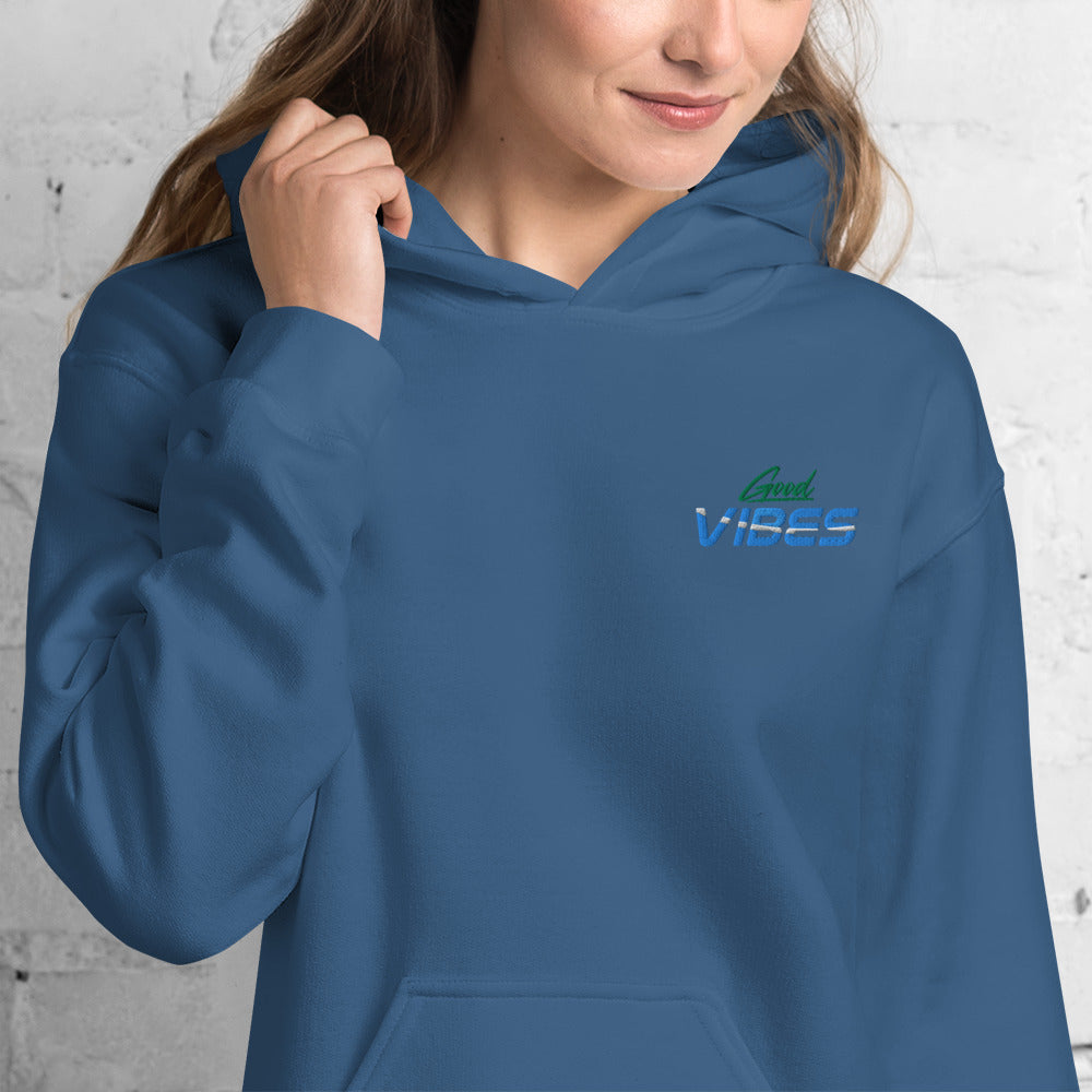Felpa Ricamata Unisex con Cappuccio – Morbida – Design Good Vibes-Biiply