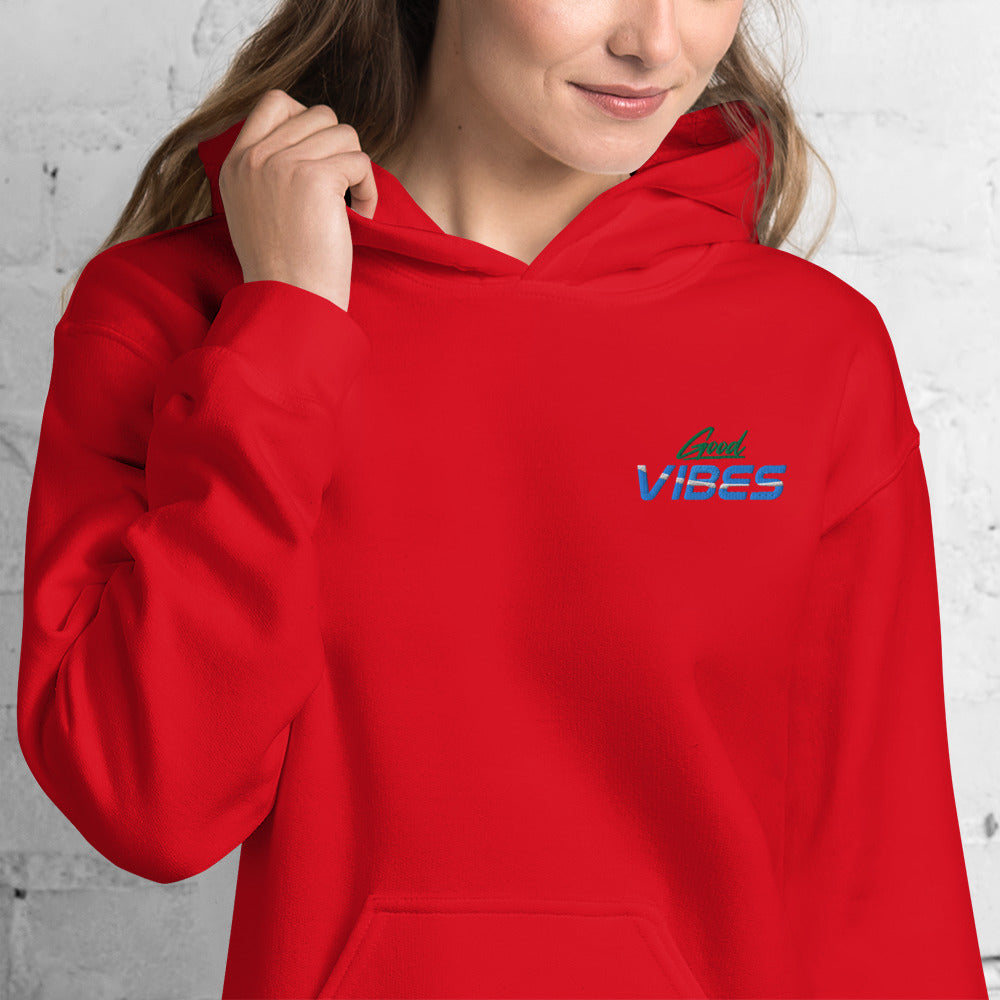Felpa Ricamata Unisex con Cappuccio – Morbida – Design Good Vibes-Biiply