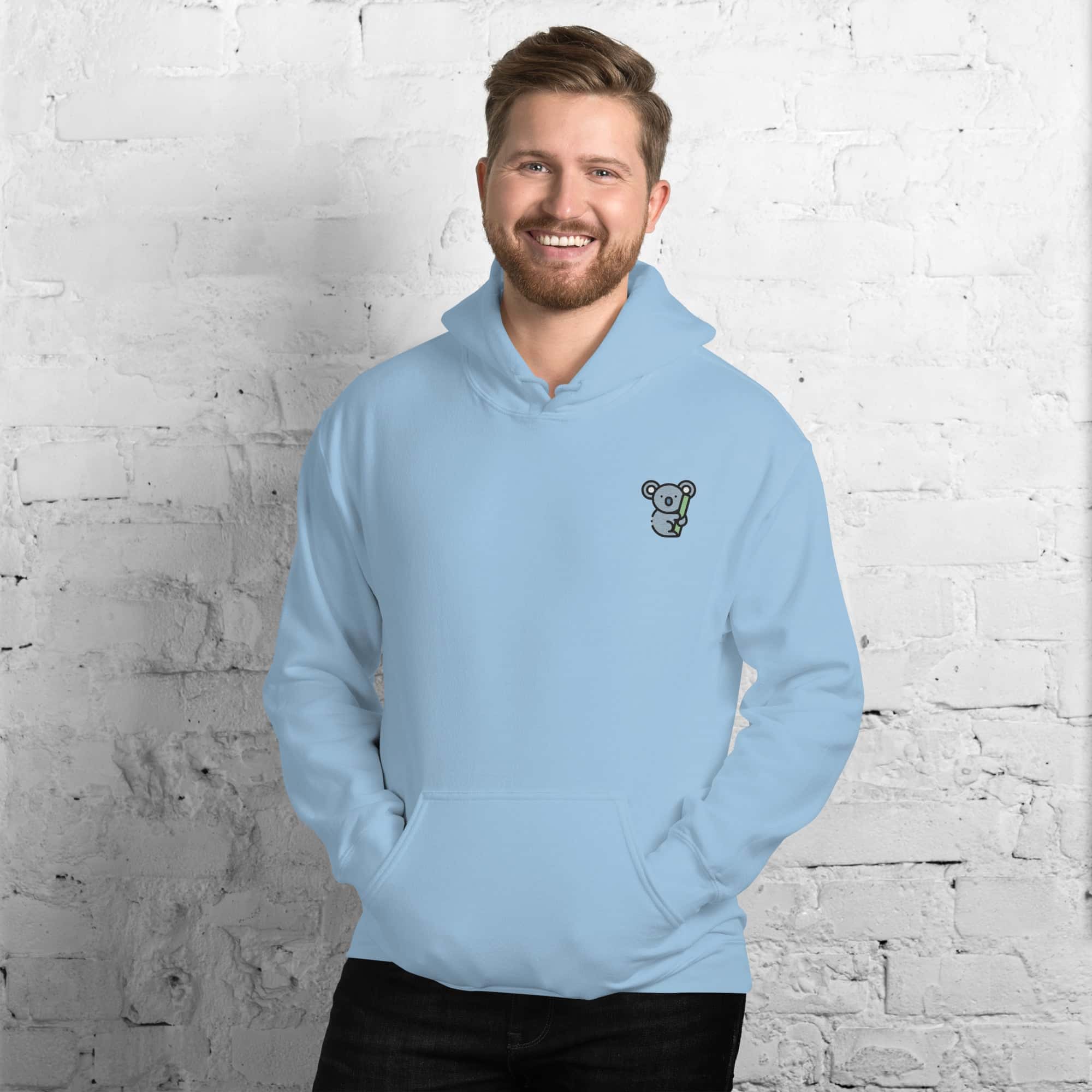 Felpa Ricamata Unisex con Cappuccio – Morbida – Design Koala-Biiply