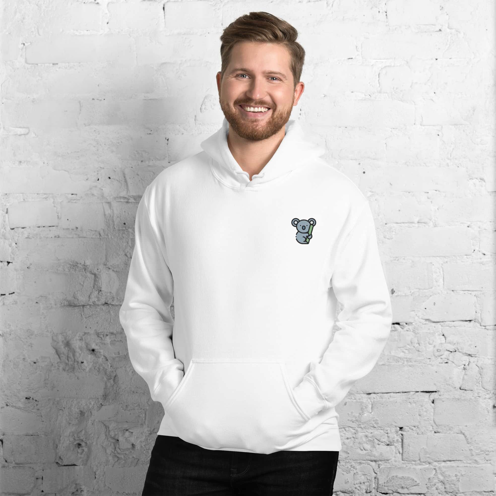 Felpa Ricamata Unisex con Cappuccio – Morbida – Design Koala-Biiply