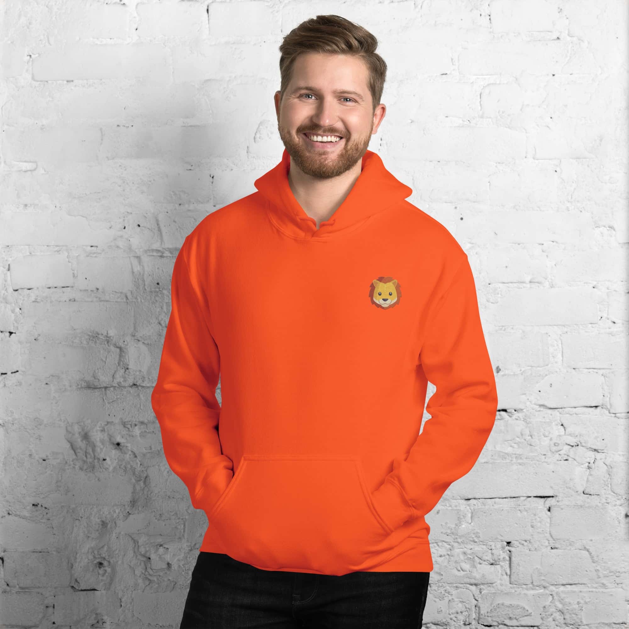 Felpa Ricamata Unisex con Cappuccio – Morbida – Design Leone-Biiply