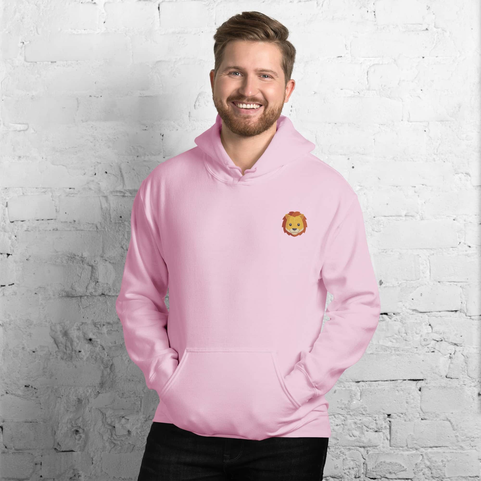 Felpa Ricamata Unisex con Cappuccio – Morbida – Design Leone-Biiply