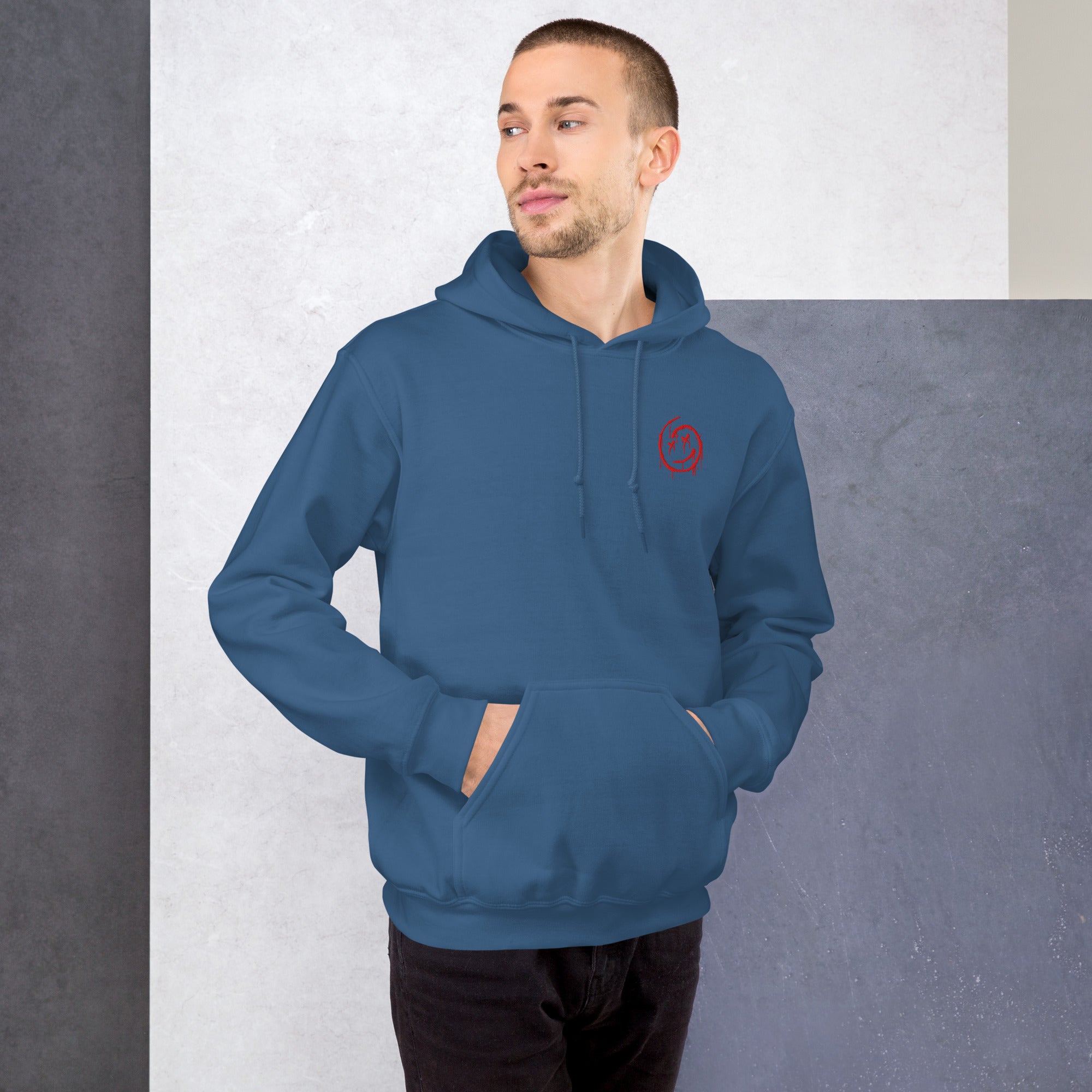 Felpa Ricamata Unisex con Cappuccio – Morbida – Design Melting Face-Biiply