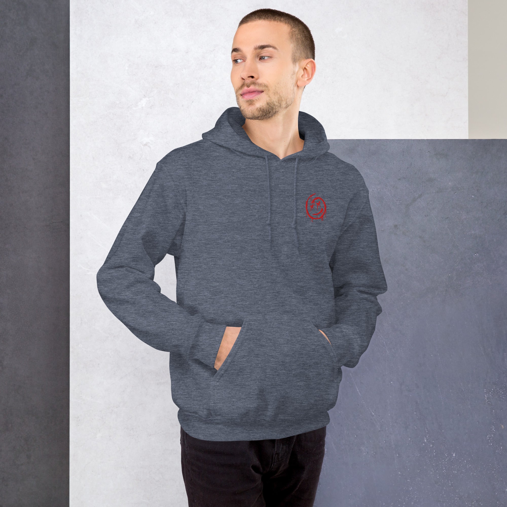 Felpa Ricamata Unisex con Cappuccio – Morbida – Design Melting Face-Biiply