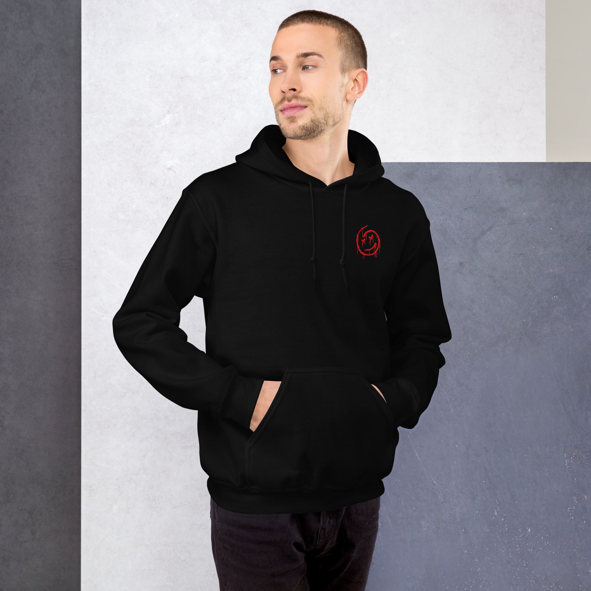Felpa Ricamata Unisex con Cappuccio – Morbida – Design Melting Face-Biiply