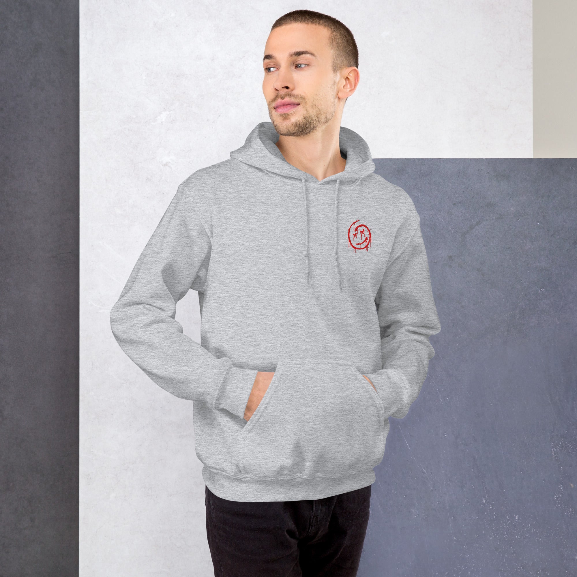 Felpa Ricamata Unisex con Cappuccio – Morbida – Design Melting Face-Biiply
