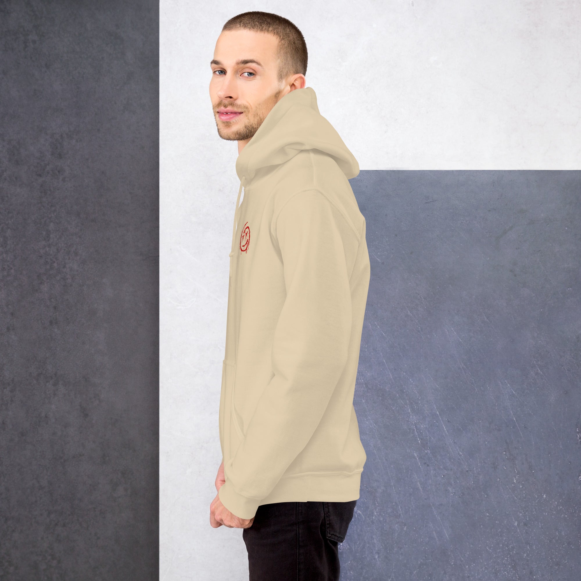 Felpa Ricamata Unisex con Cappuccio – Morbida – Design Melting Face-Biiply