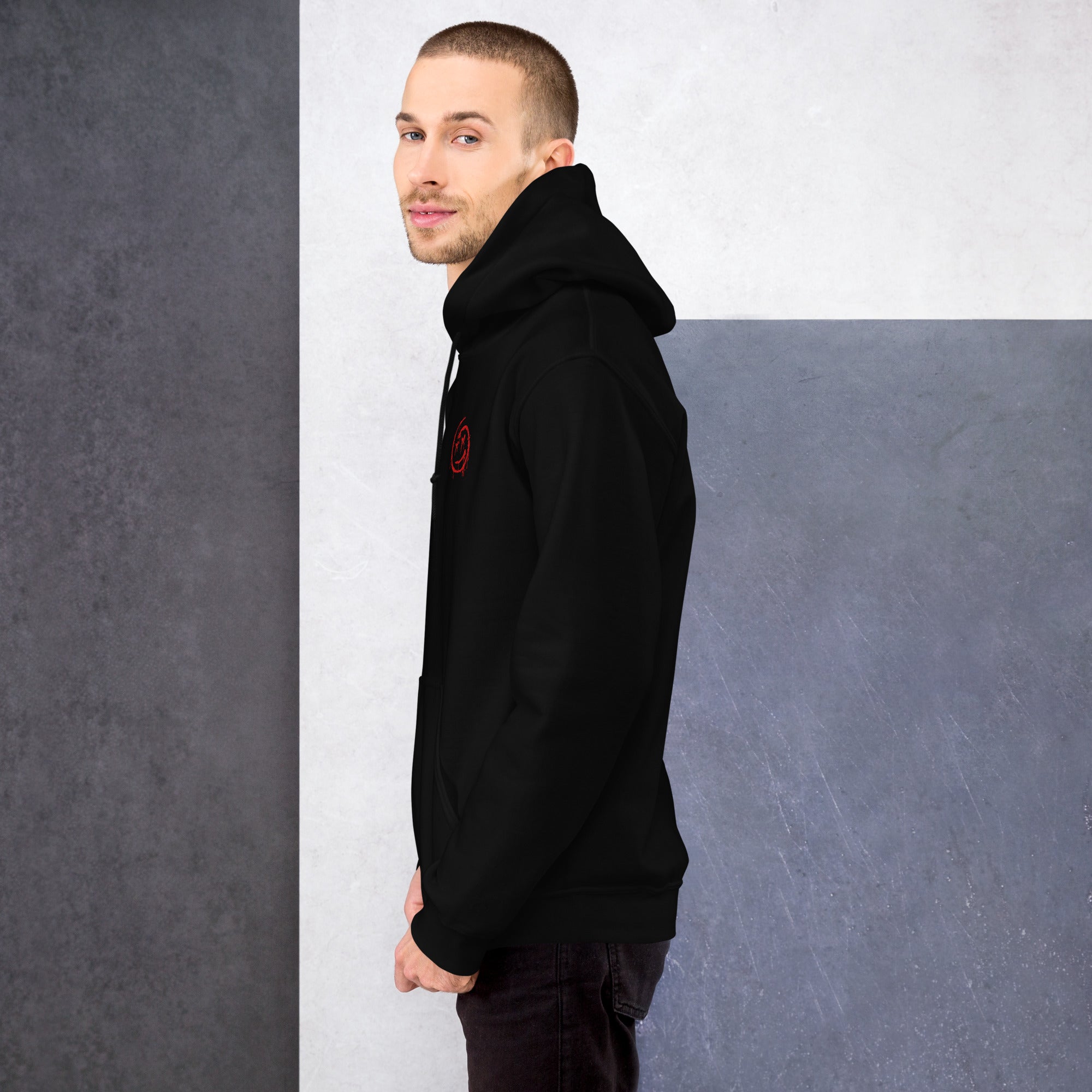 Felpa Ricamata Unisex con Cappuccio – Morbida – Design Melting Face-Biiply