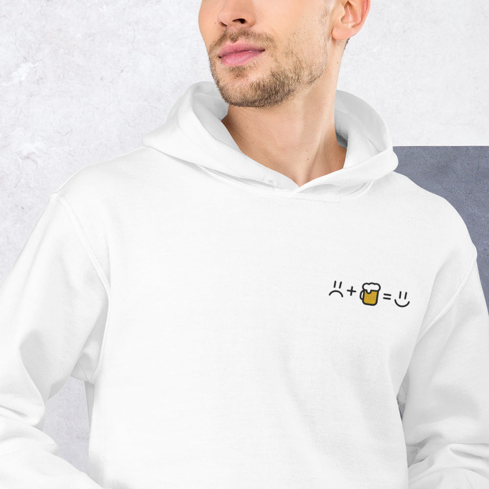 Felpa Ricamata Unisex con Cappuccio – Morbida – Design Sad Smile + Bear = Happy Smile-Biiply