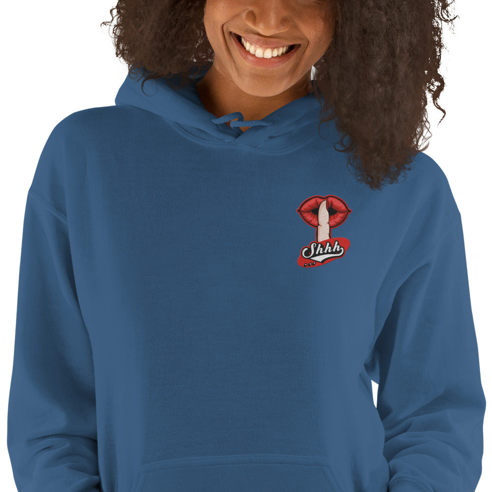 Felpa Ricamata Unisex con Cappuccio – Morbida – Design Shhh-Biiply