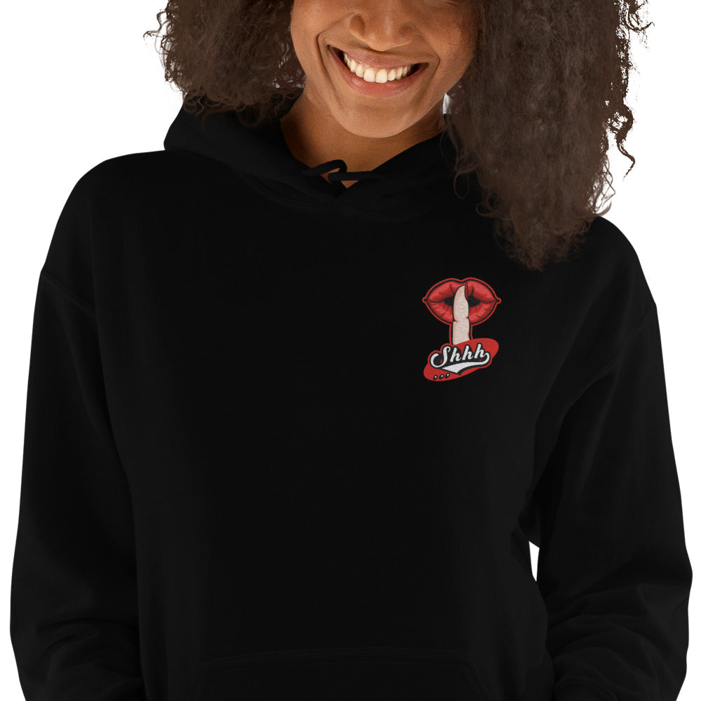 Felpa Ricamata Unisex con Cappuccio – Morbida – Design Shhh-Biiply