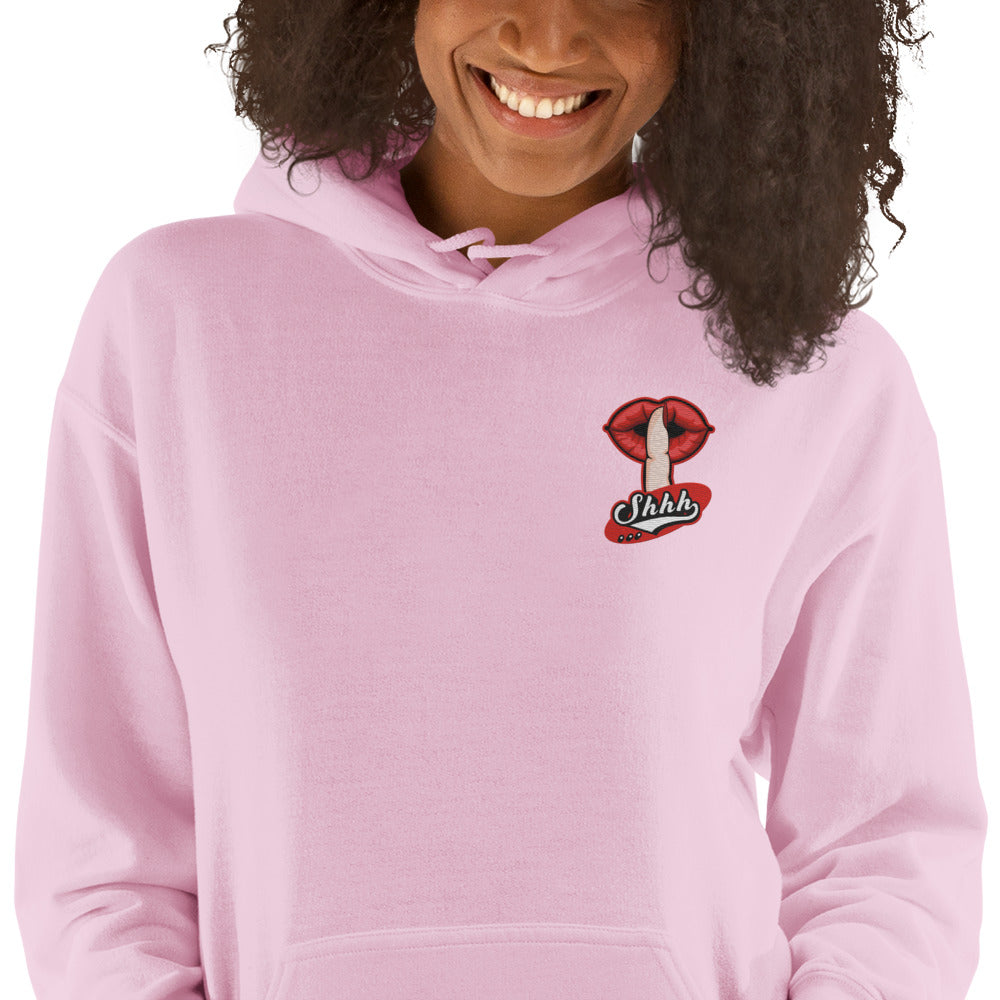Felpa Ricamata Unisex con Cappuccio – Morbida – Design Shhh-Biiply