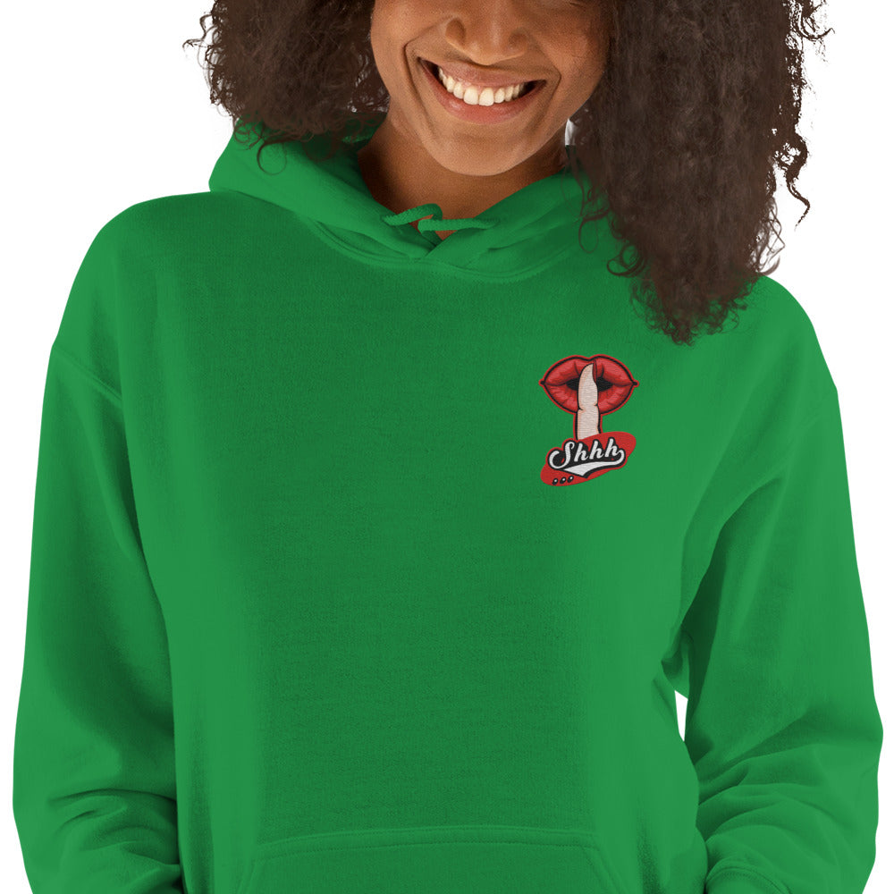 Felpa Ricamata Unisex con Cappuccio – Morbida – Design Shhh-Biiply