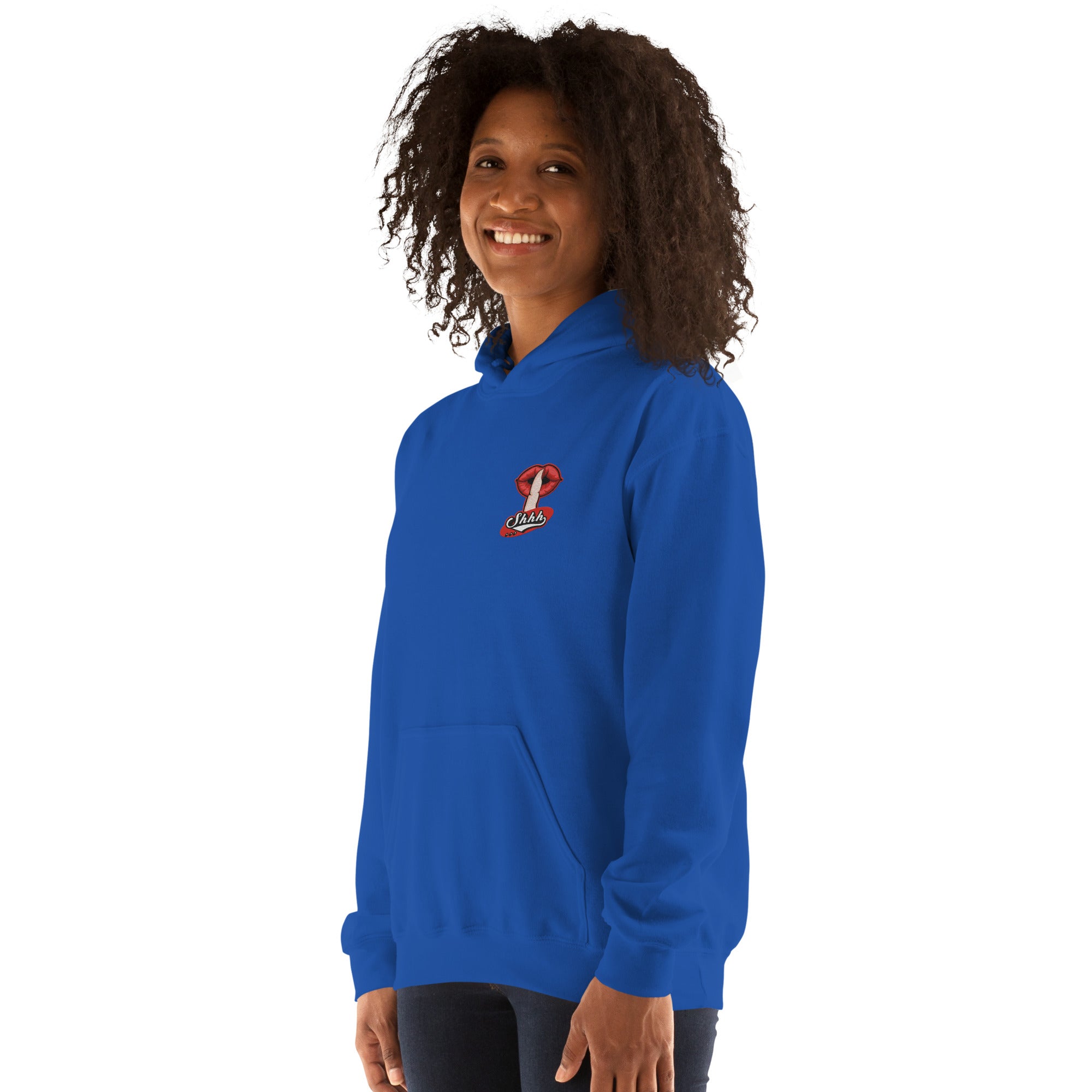 Felpa Ricamata Unisex con Cappuccio – Morbida – Design Shhh-Biiply