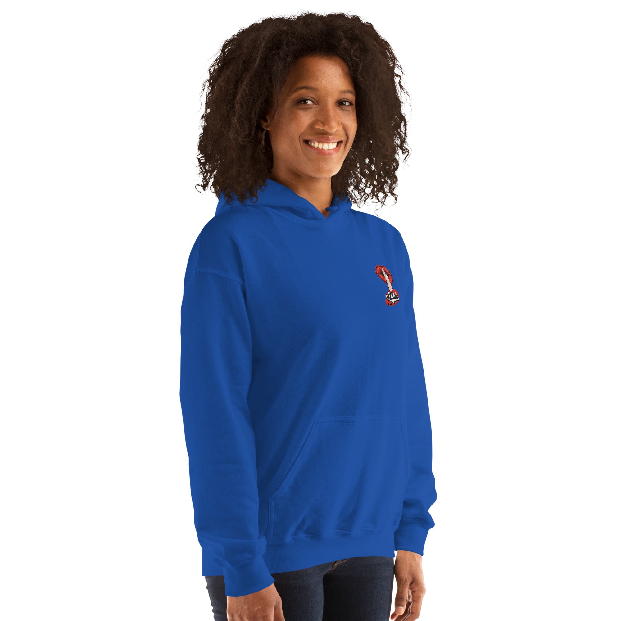 Felpa Ricamata Unisex con Cappuccio – Morbida – Design Shhh-Biiply
