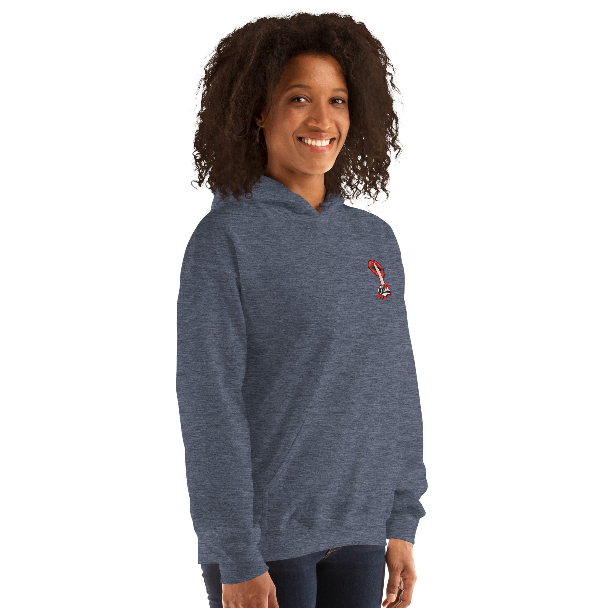Felpa Ricamata Unisex con Cappuccio – Morbida – Design Shhh-Biiply
