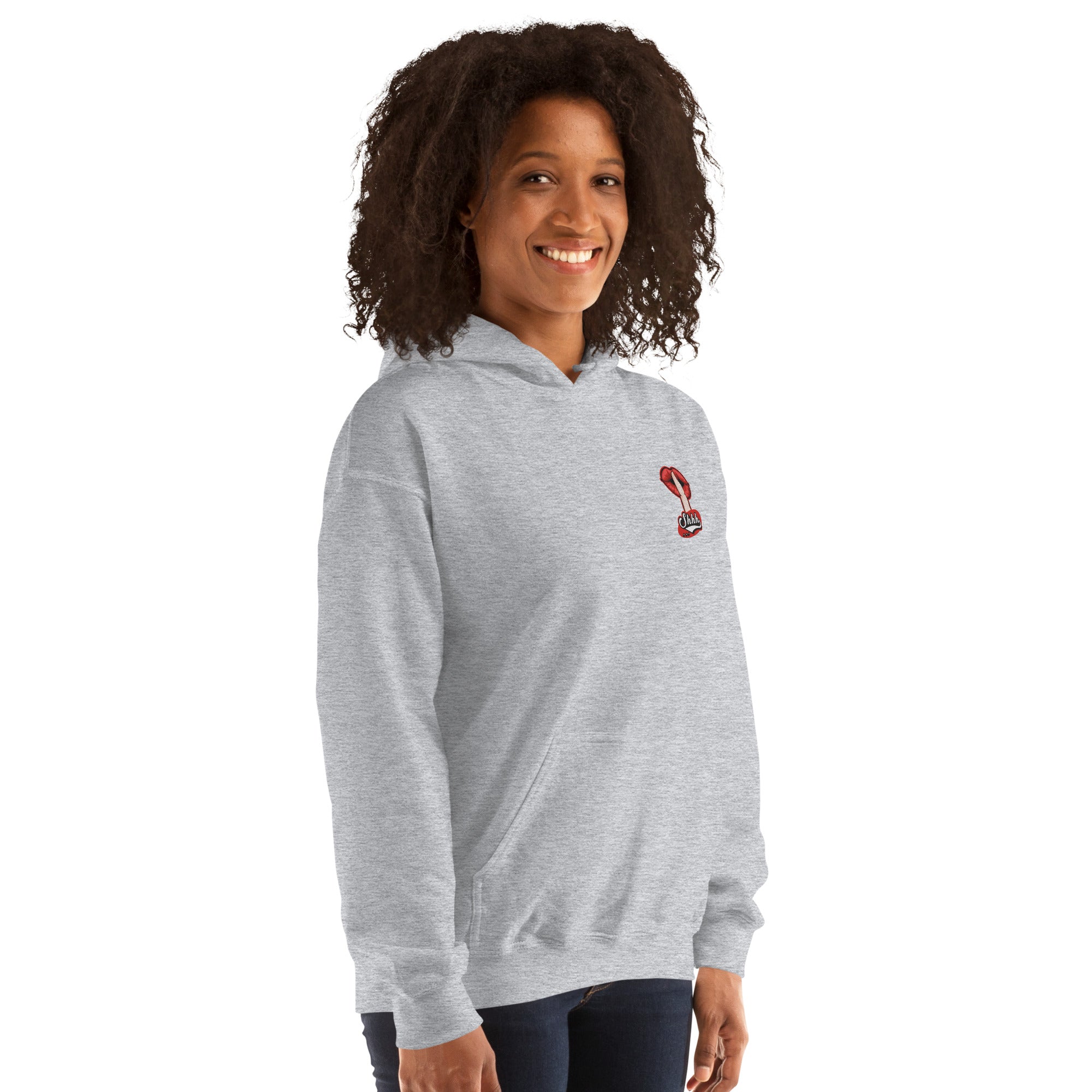 Felpa Ricamata Unisex con Cappuccio – Morbida – Design Shhh-Biiply