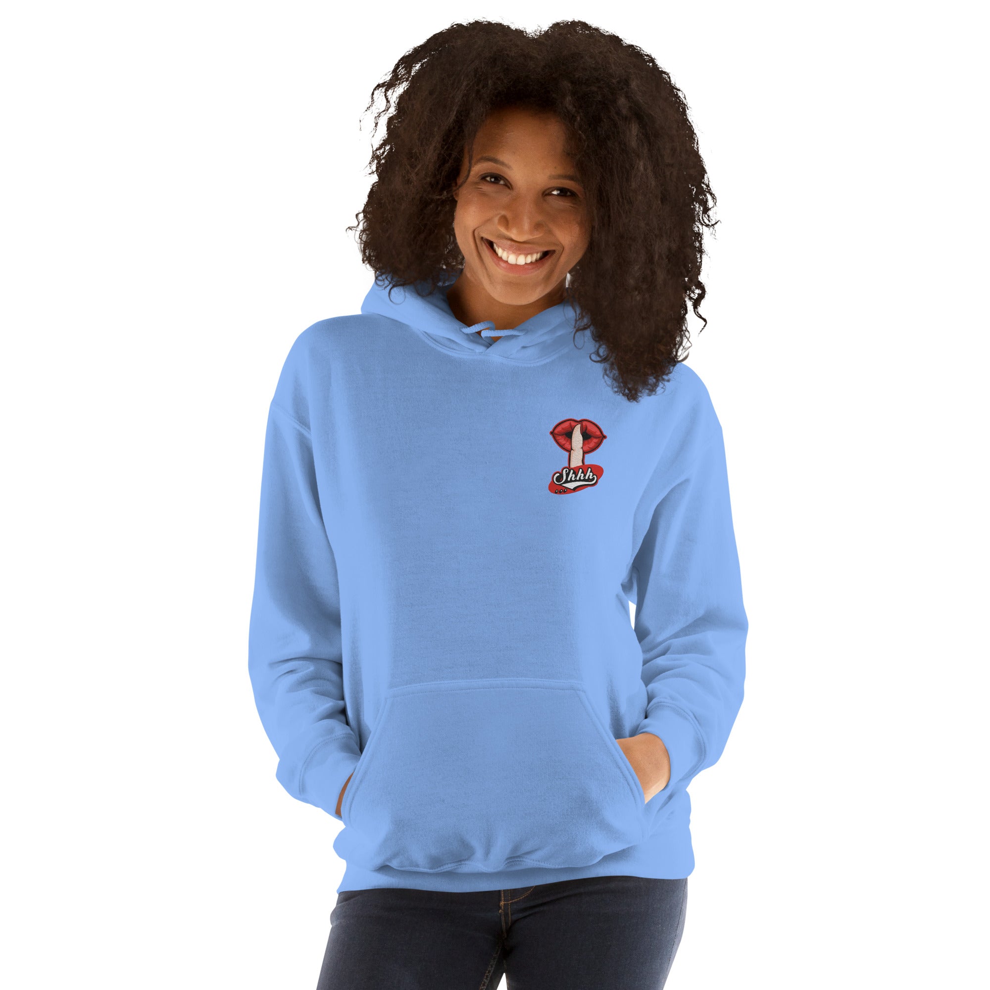 Felpa Ricamata Unisex con Cappuccio – Morbida – Design Shhh-Biiply