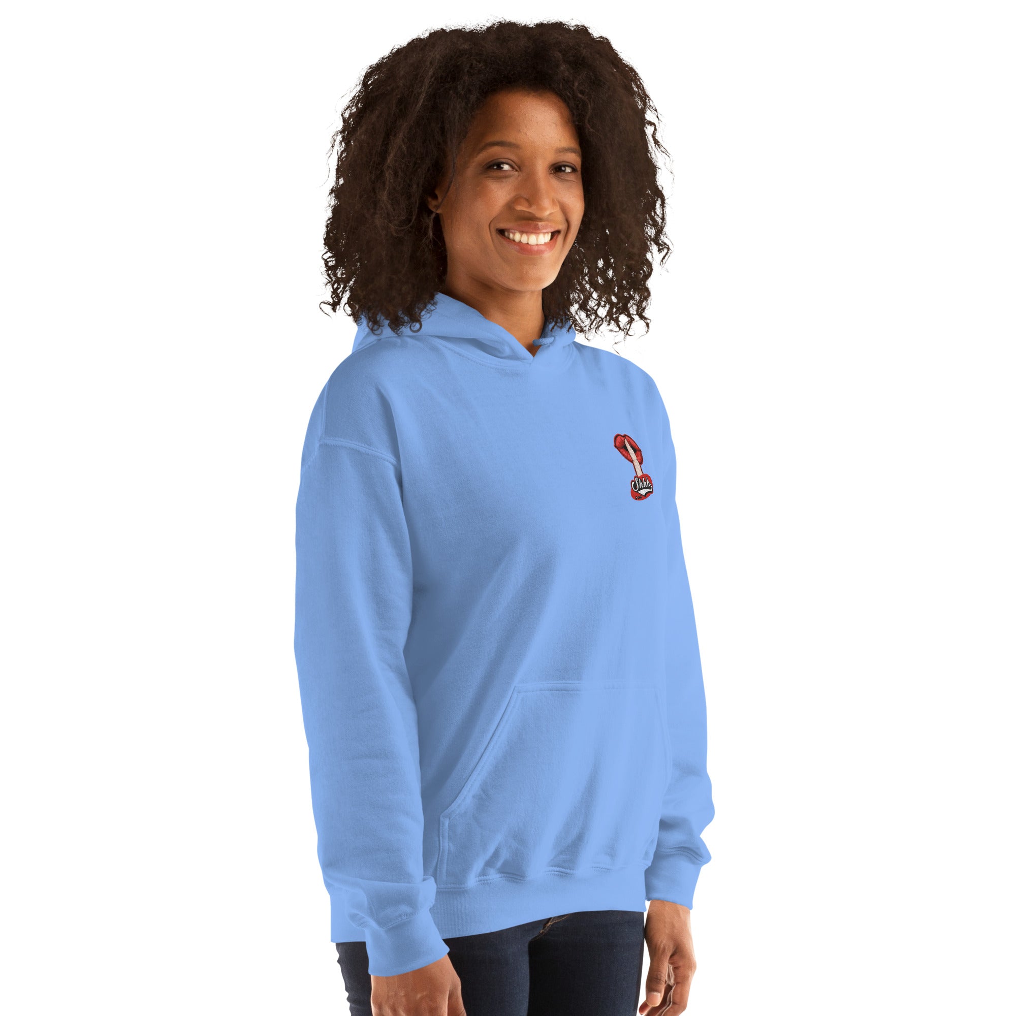 Felpa Ricamata Unisex con Cappuccio – Morbida – Design Shhh-Biiply