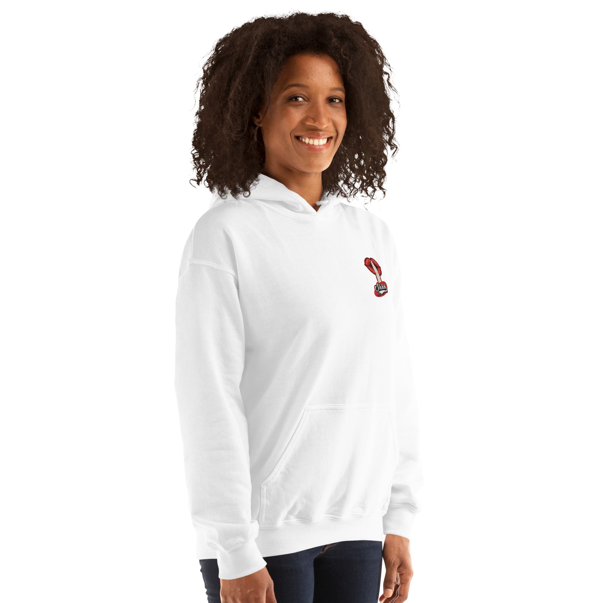 Felpa Ricamata Unisex con Cappuccio – Morbida – Design Shhh-Biiply