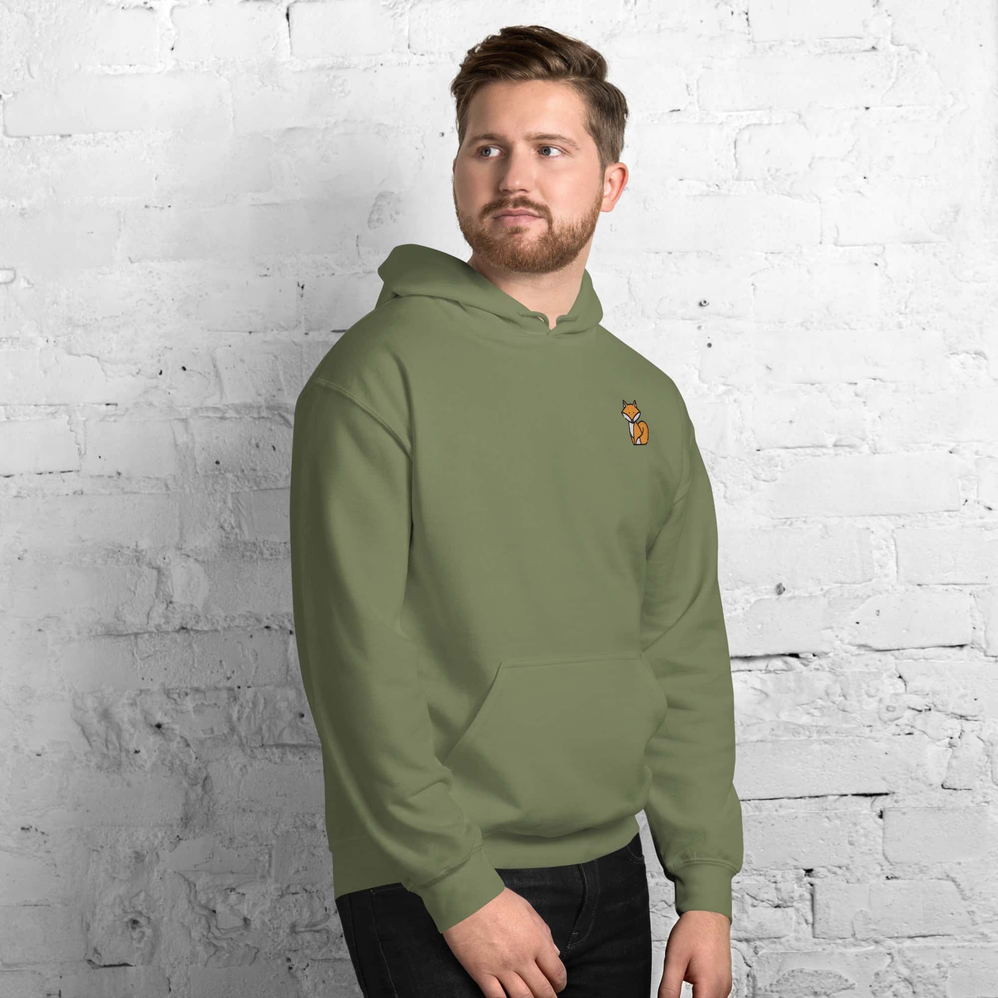 Felpa Ricamata Unisex con Cappuccio – Morbida – Design Volpe-Biiply