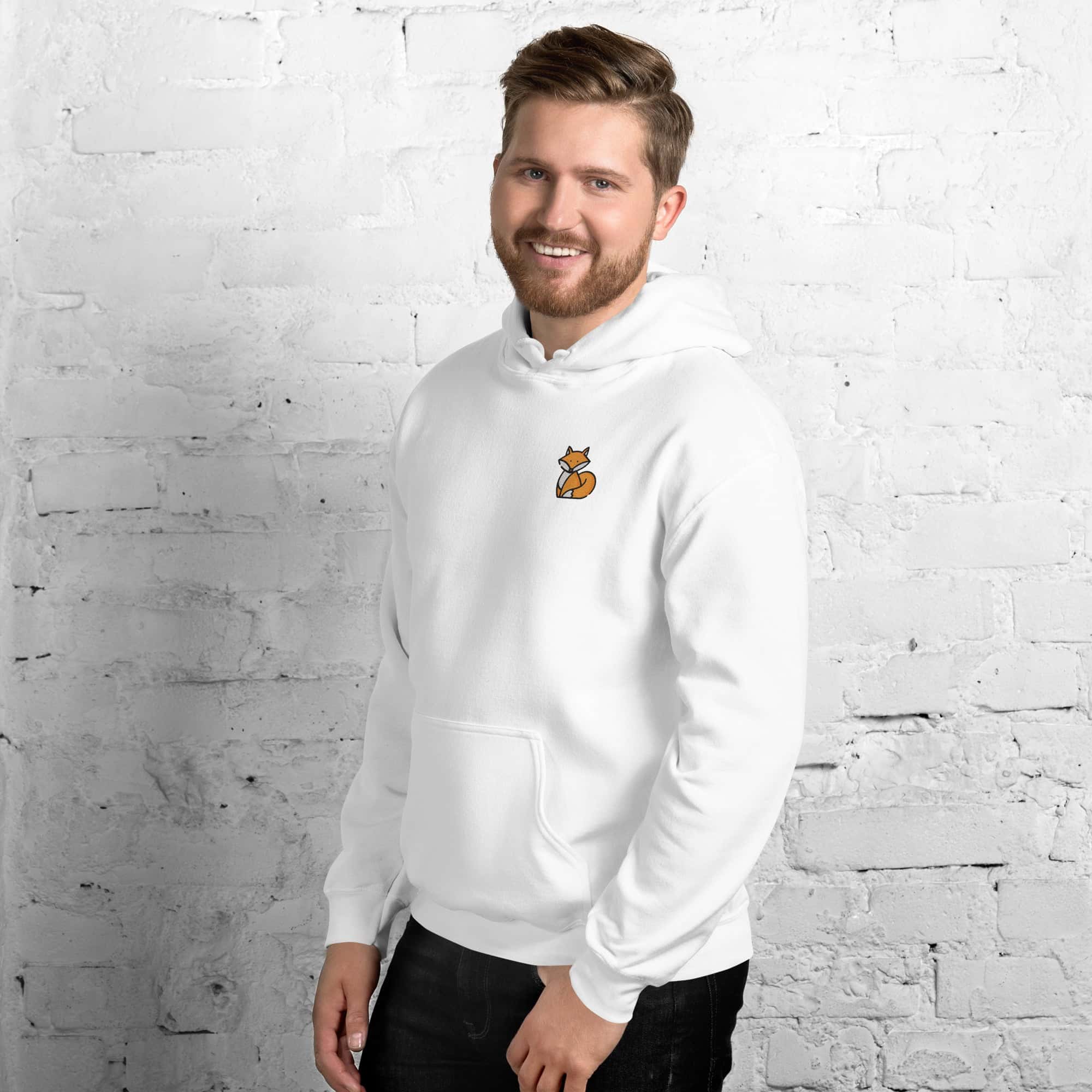 Felpa Ricamata Unisex con Cappuccio – Morbida – Design Volpe-Biiply