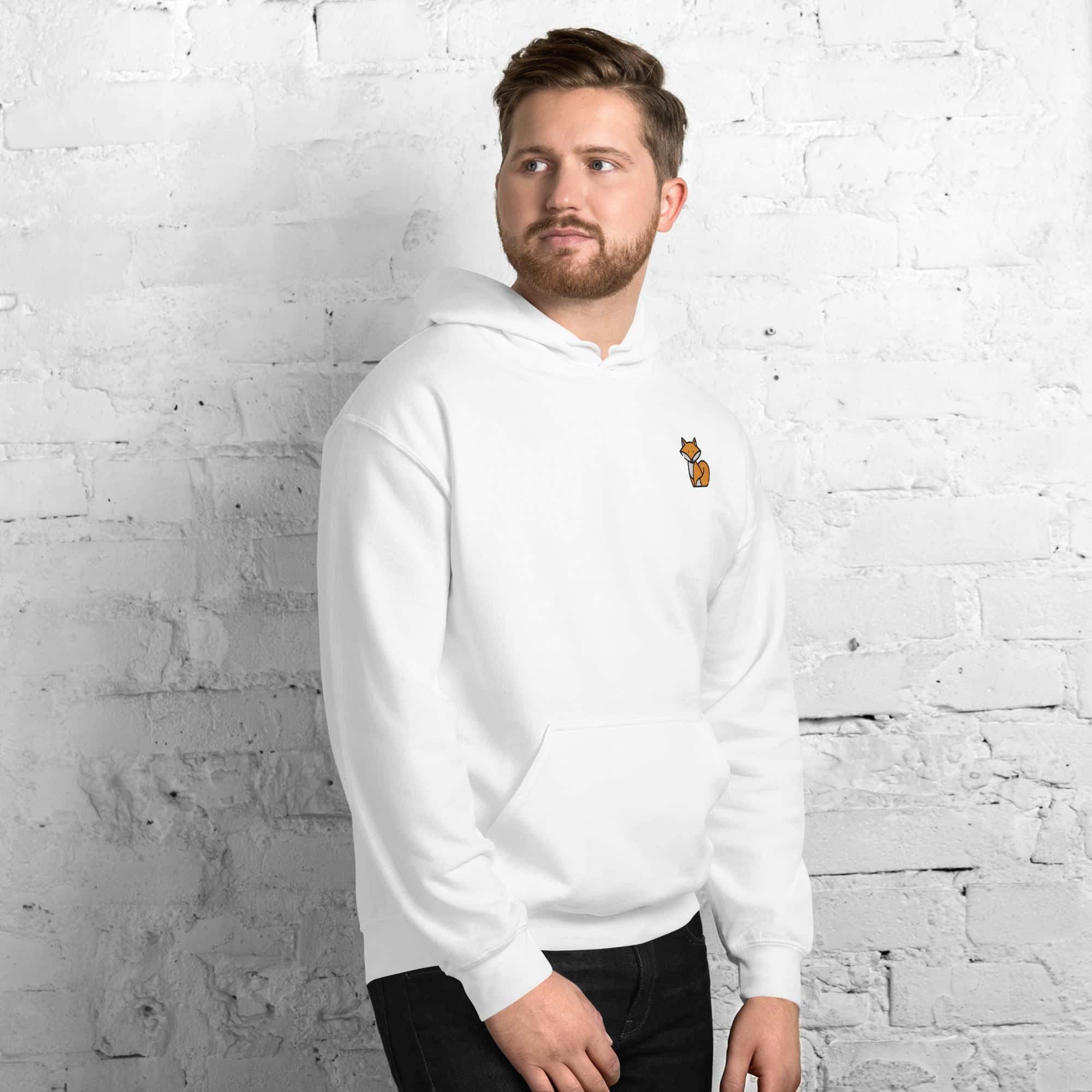 Felpa Ricamata Unisex con Cappuccio – Morbida – Design Volpe-Biiply