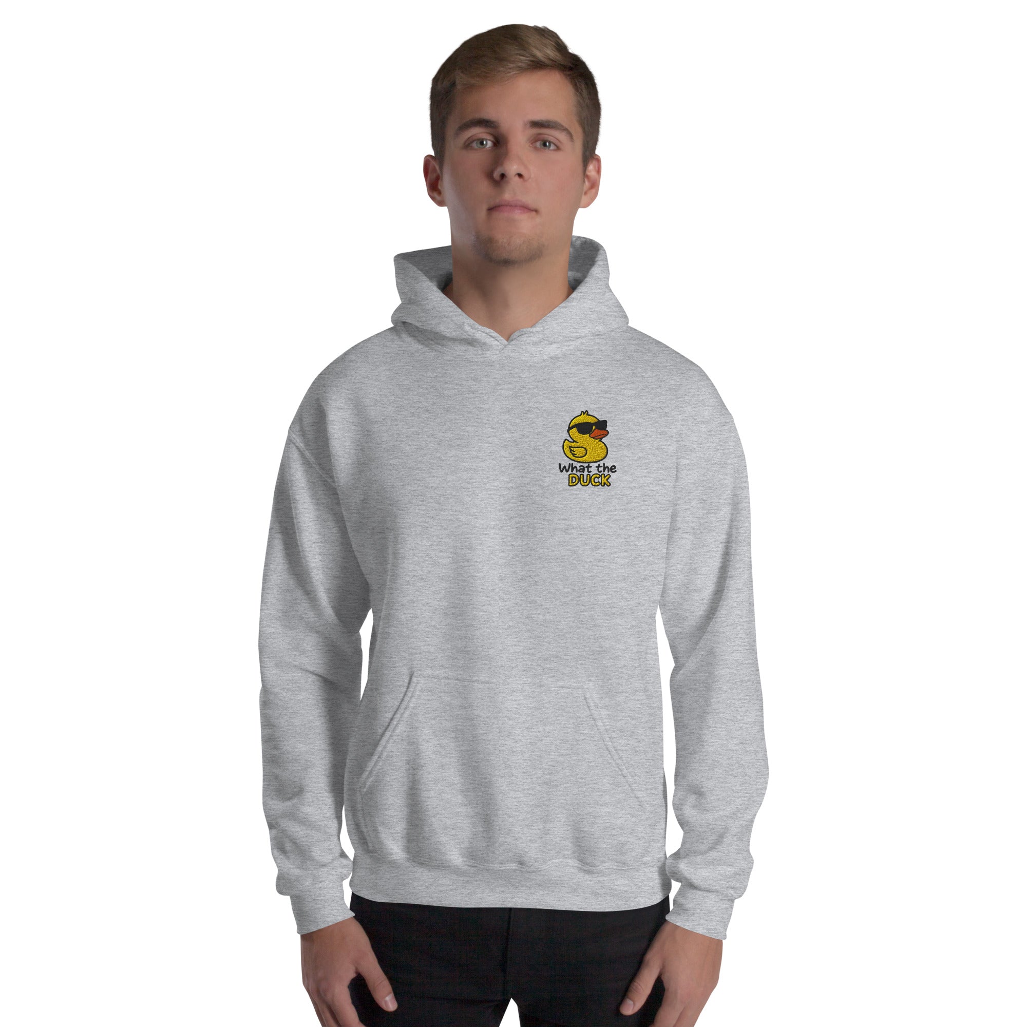 Felpa Ricamata Unisex con Cappuccio – Morbida – Design What Duck-Biiply
