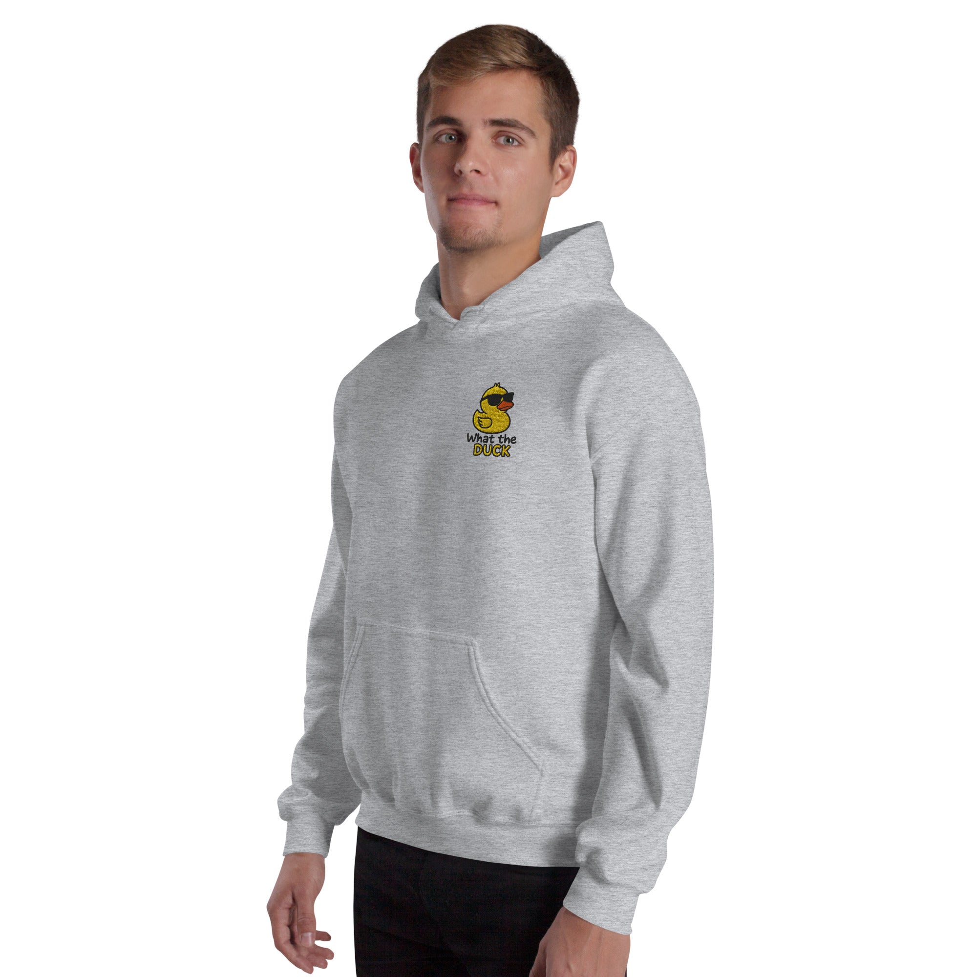 Felpa Ricamata Unisex con Cappuccio – Morbida – Design What Duck-Biiply