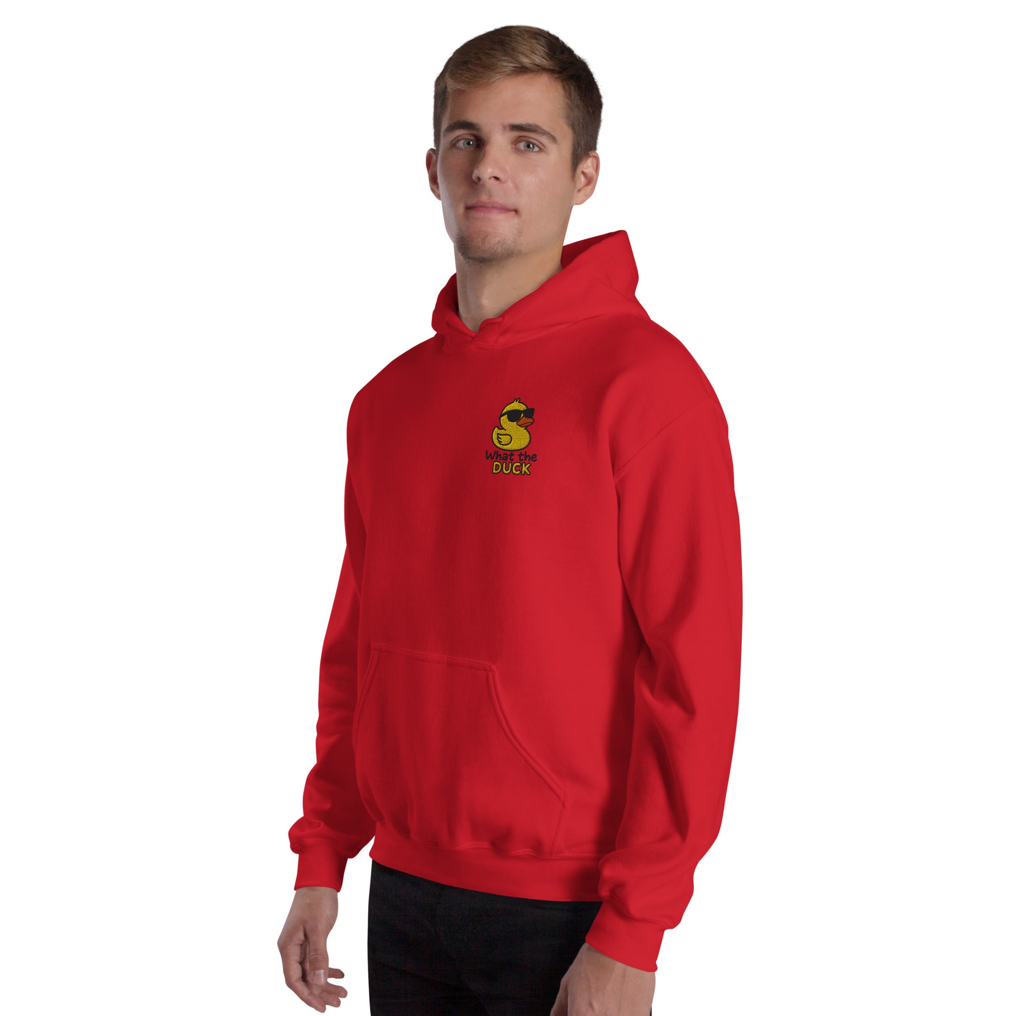 Felpa Ricamata Unisex con Cappuccio – Morbida – Design What Duck-Biiply