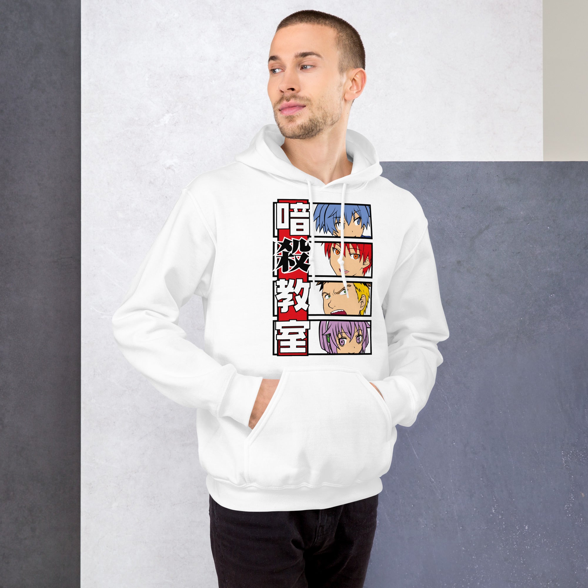 Felpa Stampata Unisex con Cappuccio – Morbida – Design Assassination Classroom Students-Biiply