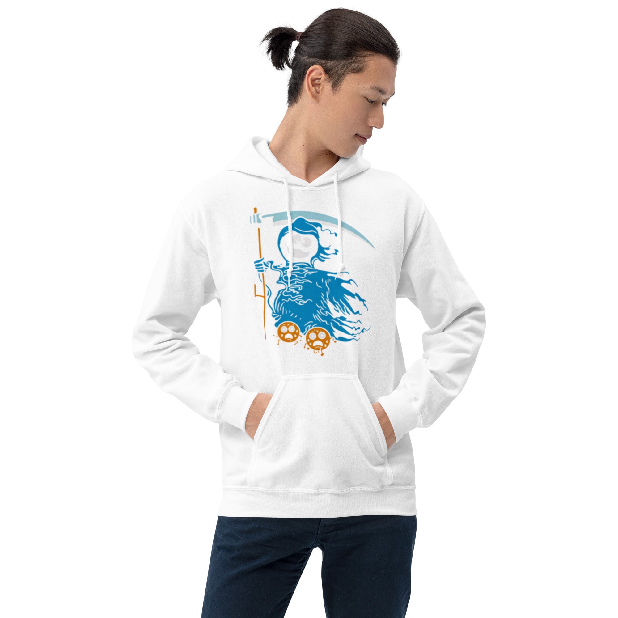 Felpa Stampata Unisex con Cappuccio – Morbida – Design Blue Ghost-Biiply