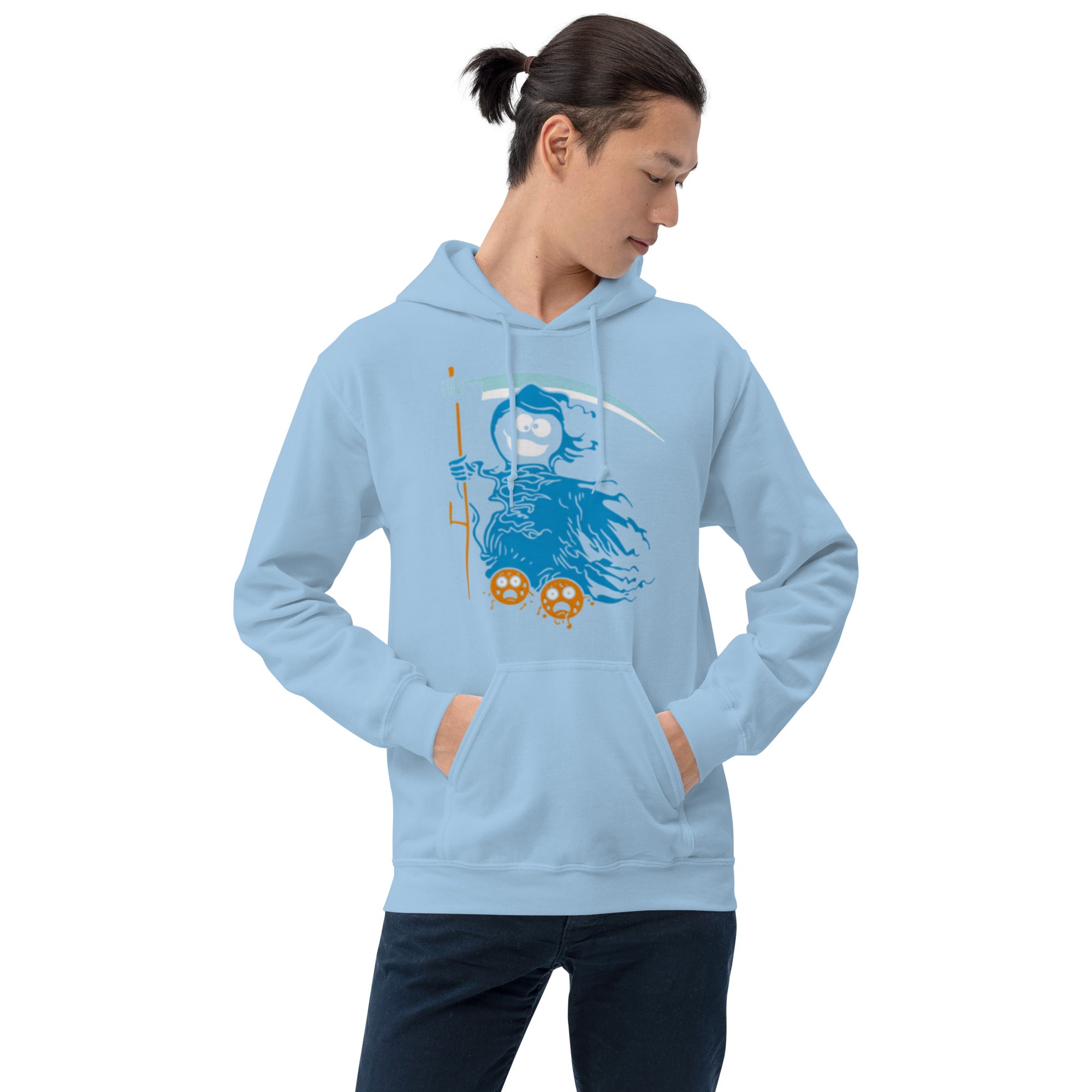 Felpa Stampata Unisex con Cappuccio – Morbida – Design Blue Ghost-Biiply