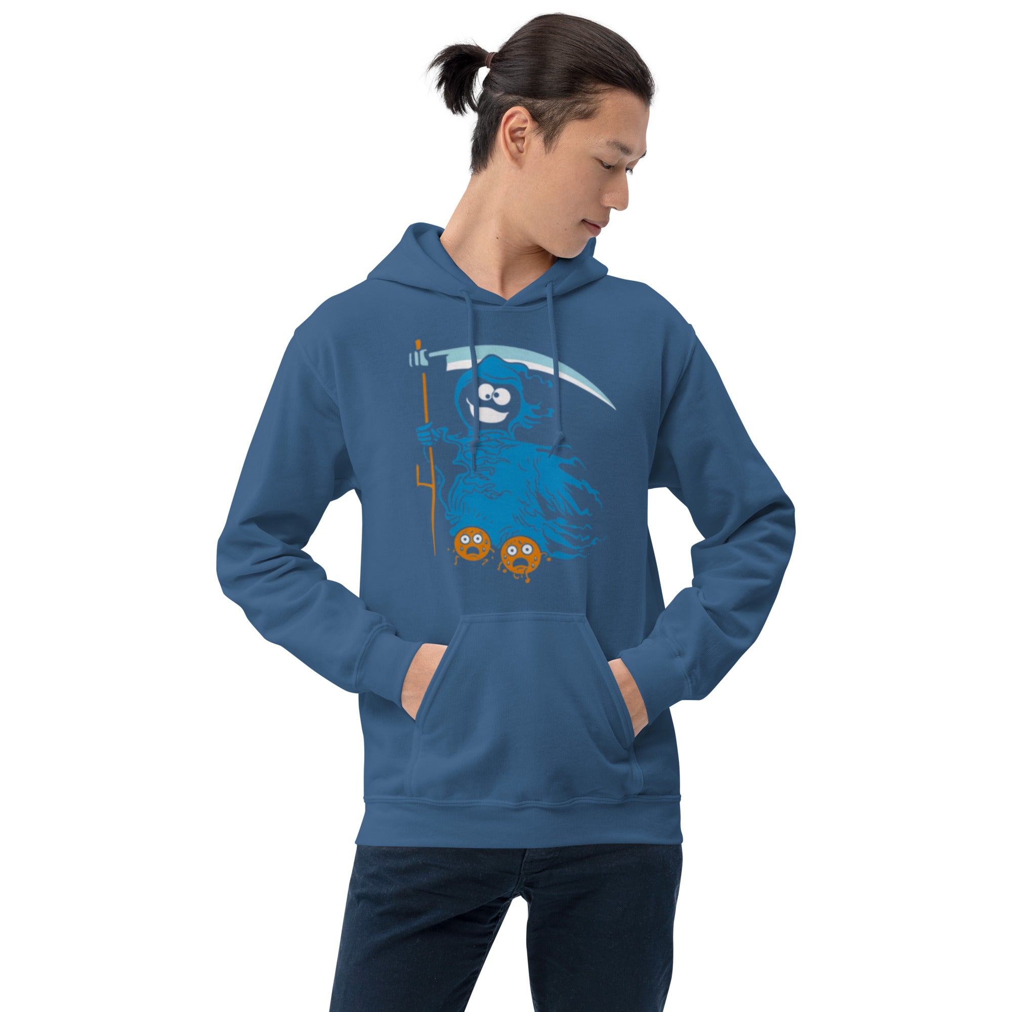 Felpa Stampata Unisex con Cappuccio – Morbida – Design Blue Ghost-Biiply