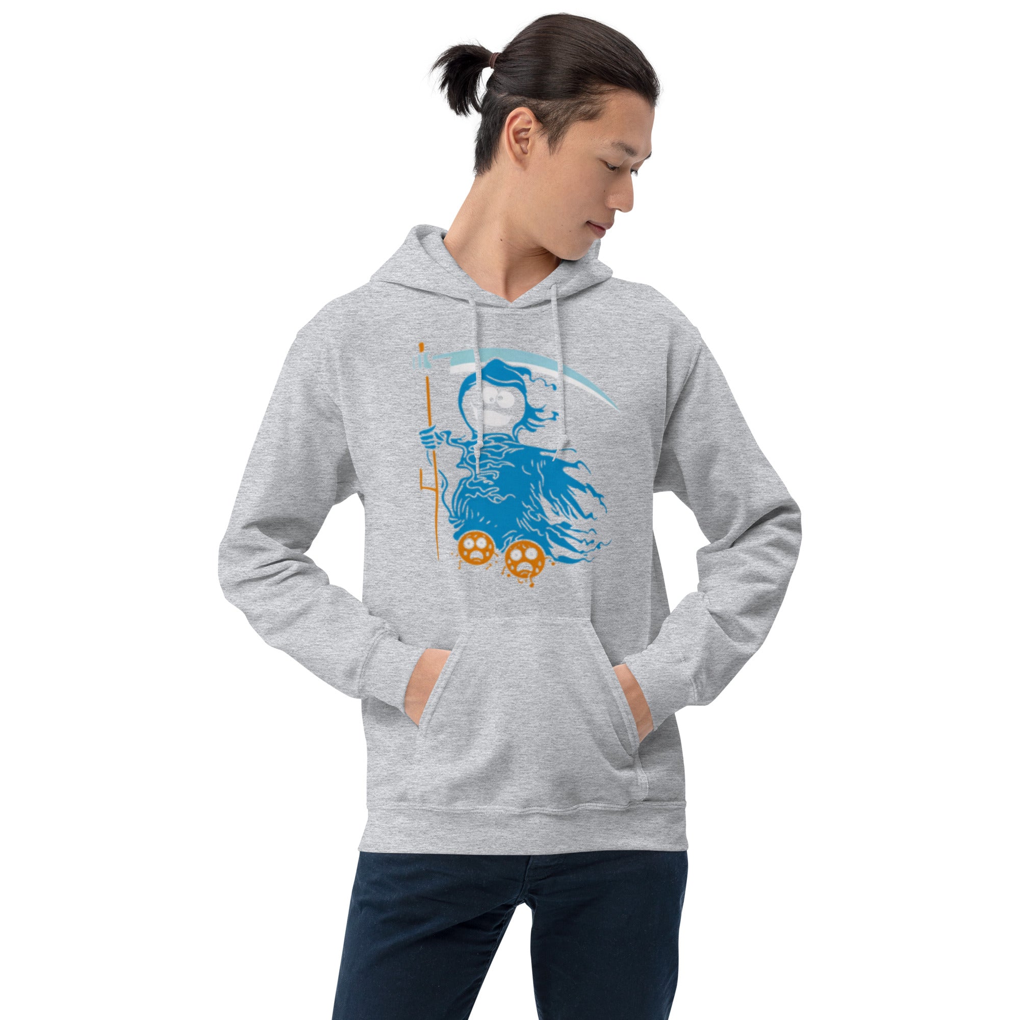 Felpa Stampata Unisex con Cappuccio – Morbida – Design Blue Ghost-Biiply